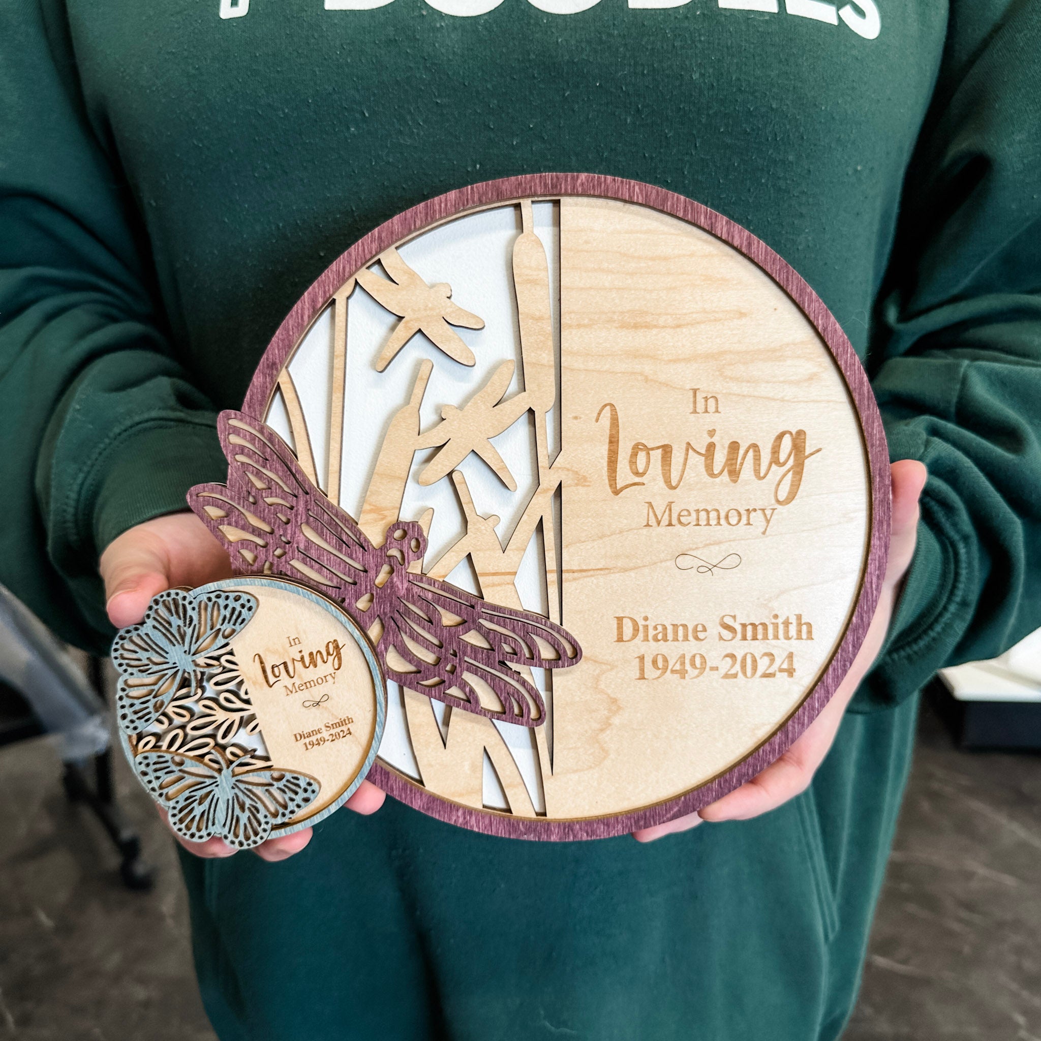 Memorial Butterfly, Dragonfly & Hummingbird • Personalized Ornament, Magnet or Mini Sign • For Grieving Families