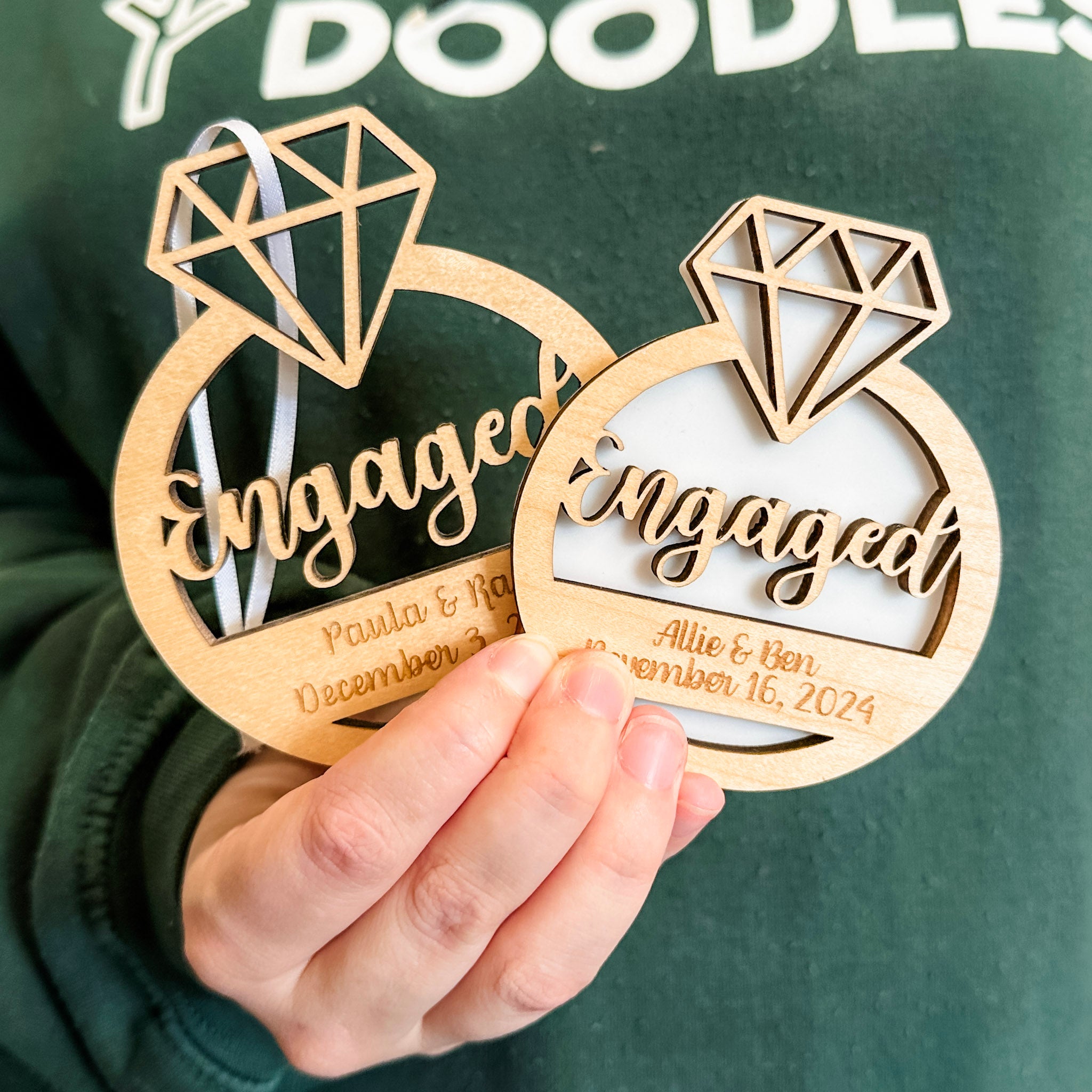 Wedding / Engagement Ring • Personalized Ornament, or Magnet • For Couples, Weddings, & Engagements