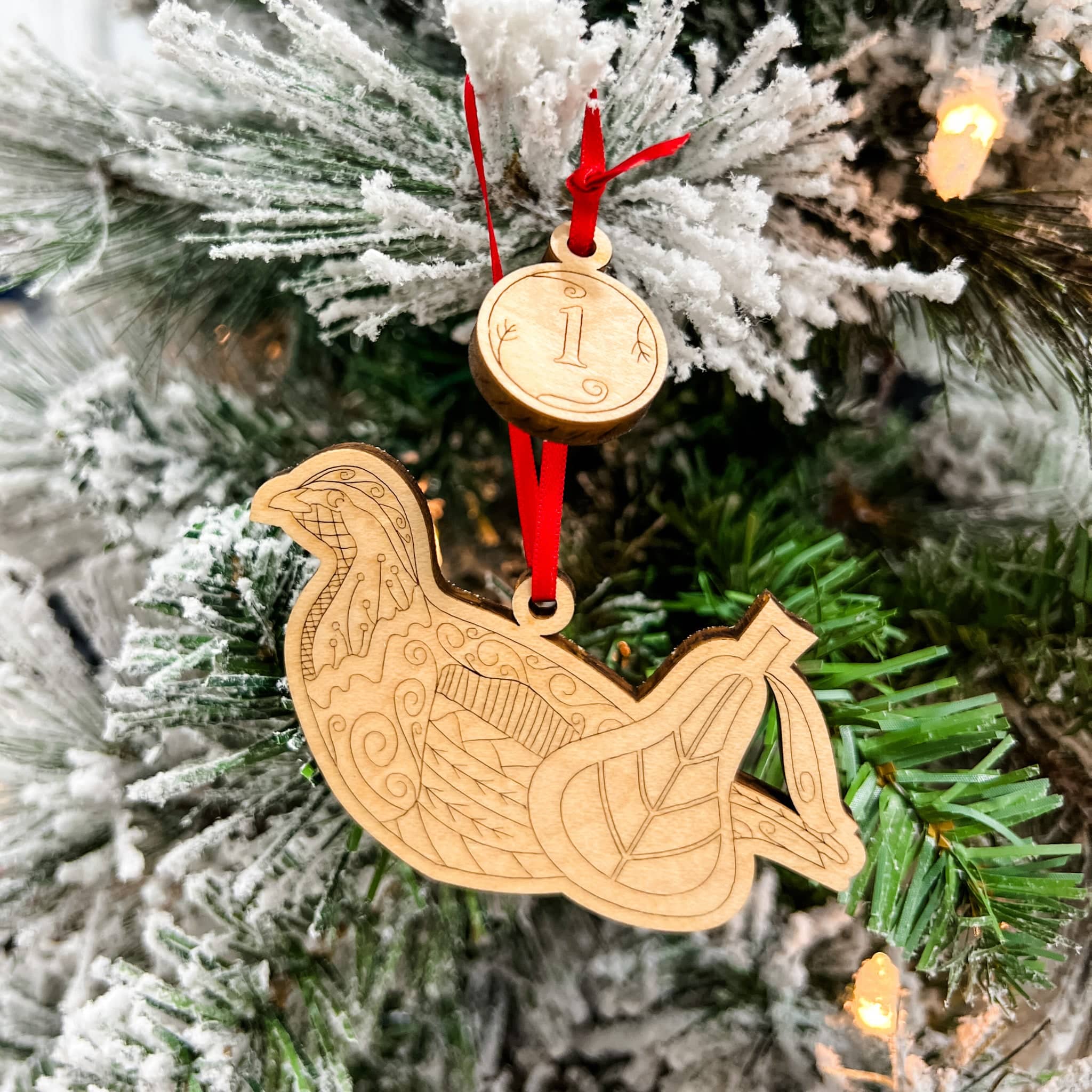 12 Days of Christmas Set • Engraved Wood Ornaments (Includes 12)