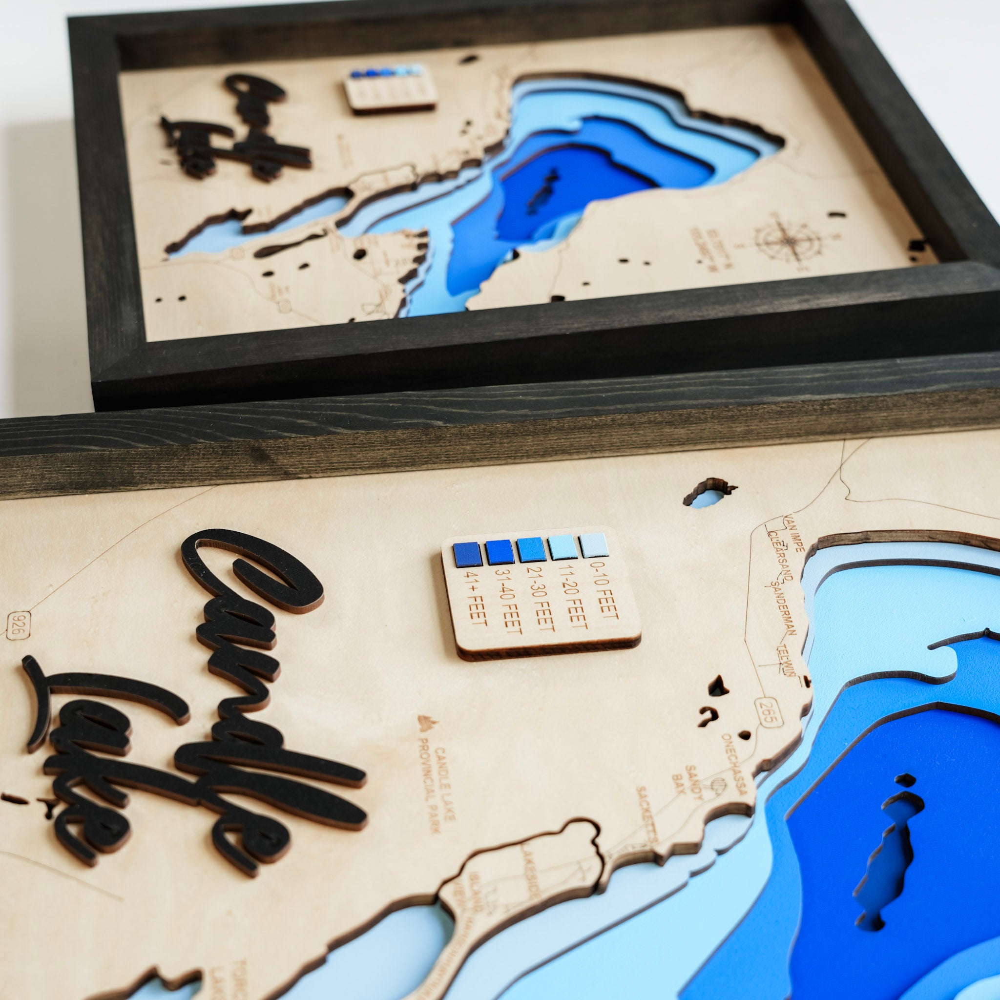Candle Lake Map • Bathymetric Layered Wood Depth Map • For Lake Lovers