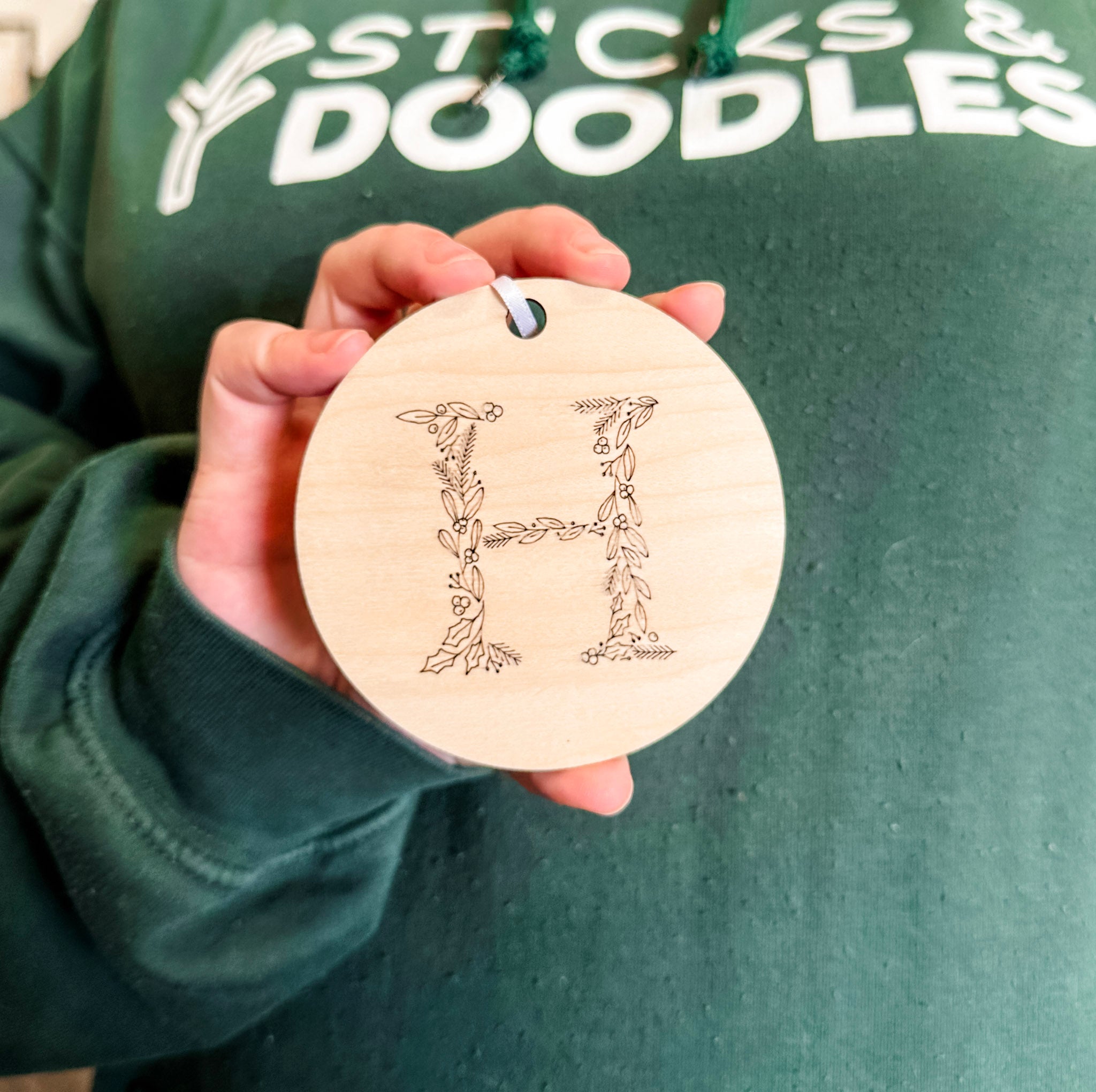 Initial Ornament • Wood Letter Ornament • For Christmas Trees & Stockings