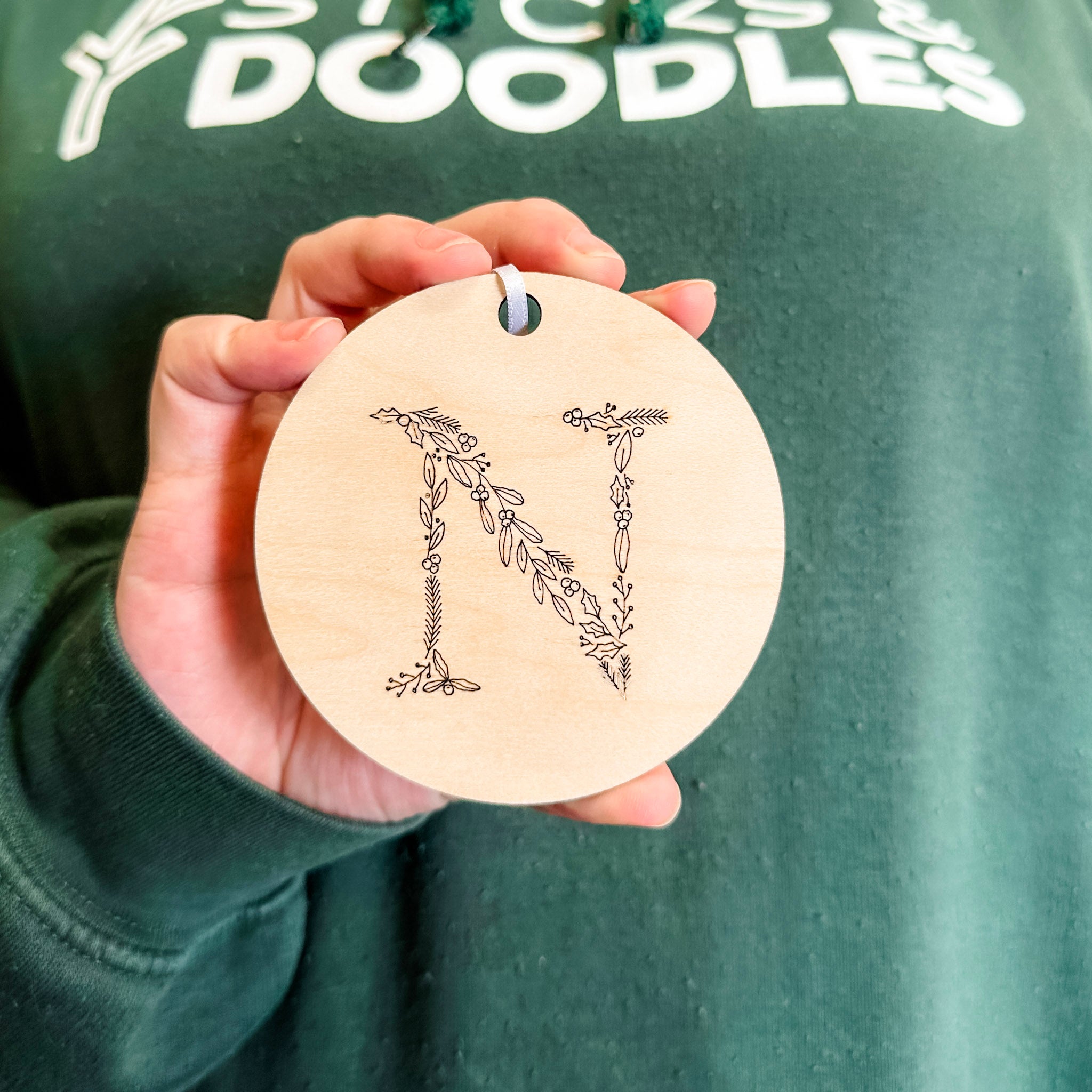 Initial Ornament • Wood Letter Ornament • For Christmas Trees & Stockings