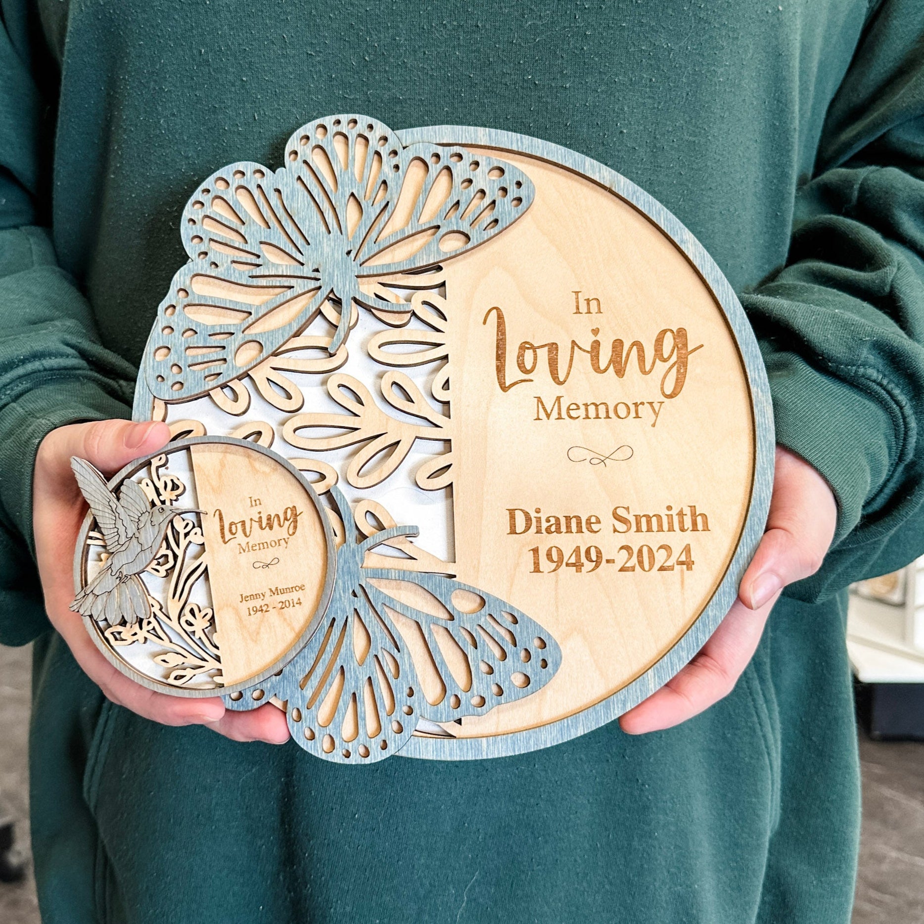 Memorial Butterfly, Dragonfly & Hummingbird • Personalized Ornament, Magnet or Mini Sign • For Grieving Families