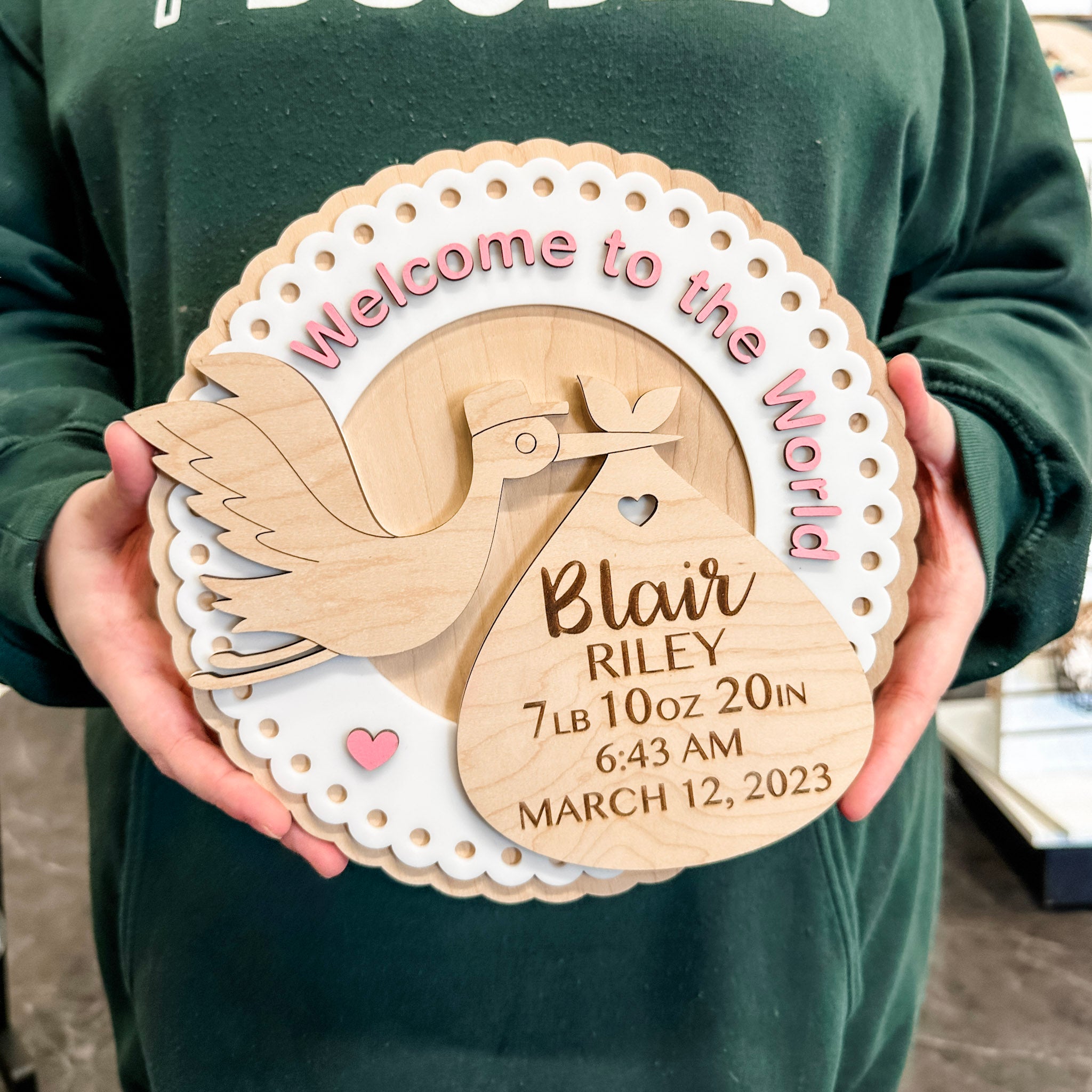 Baby Birth Stats Collection • Wood Ornament, Magnet, or Mini Sign • For Newborns