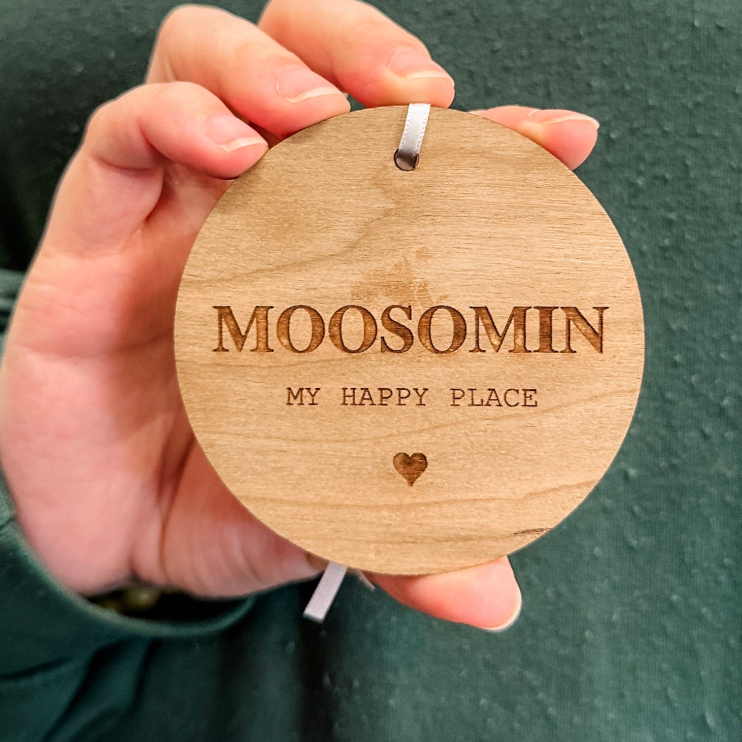 My Happy Place • Personalized Engraved Wood Ornament • For Special Places & Small Towns