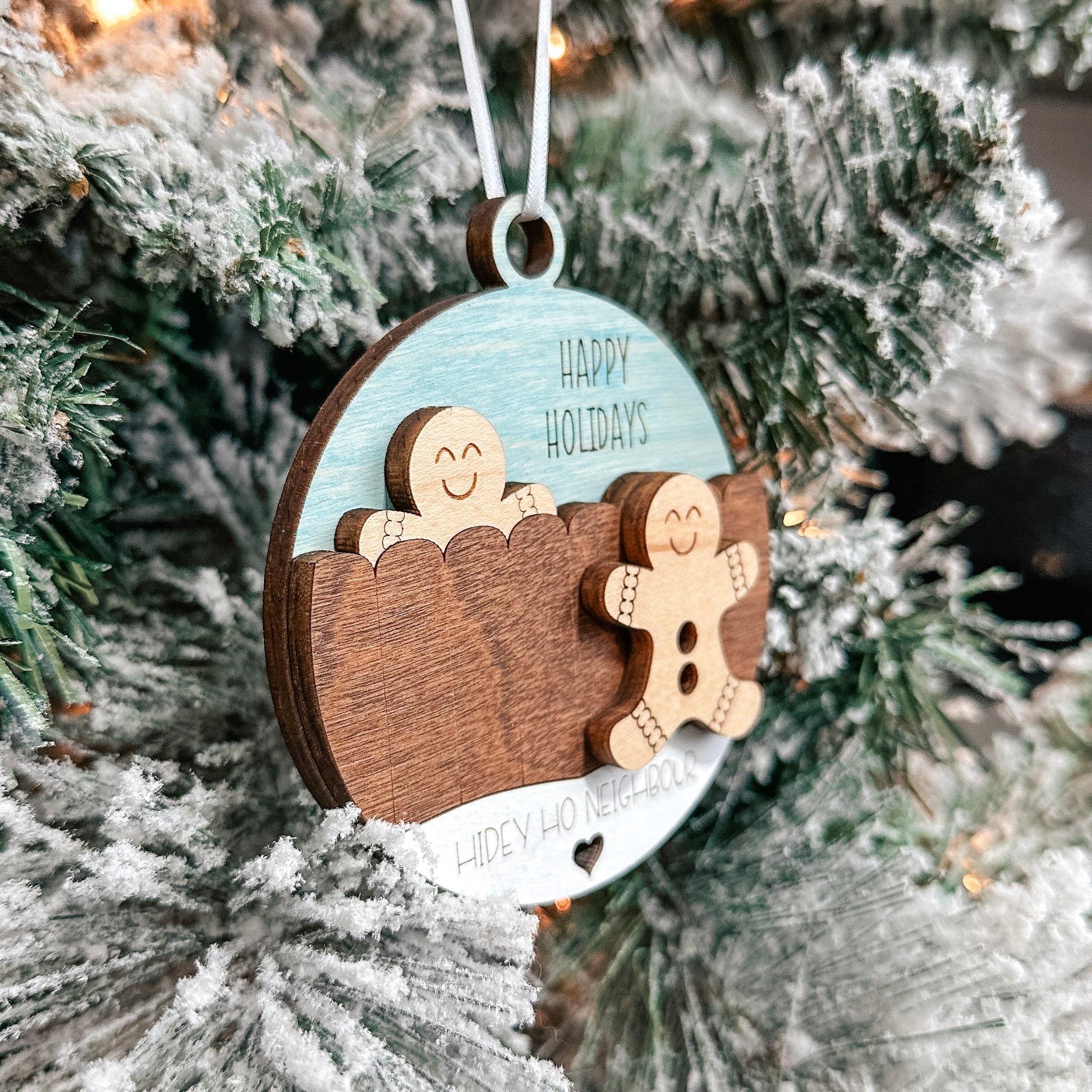 Hidey Ho Gingerbread Neighbours • 3D Wood Ornament • For Your Favourite Neighbour