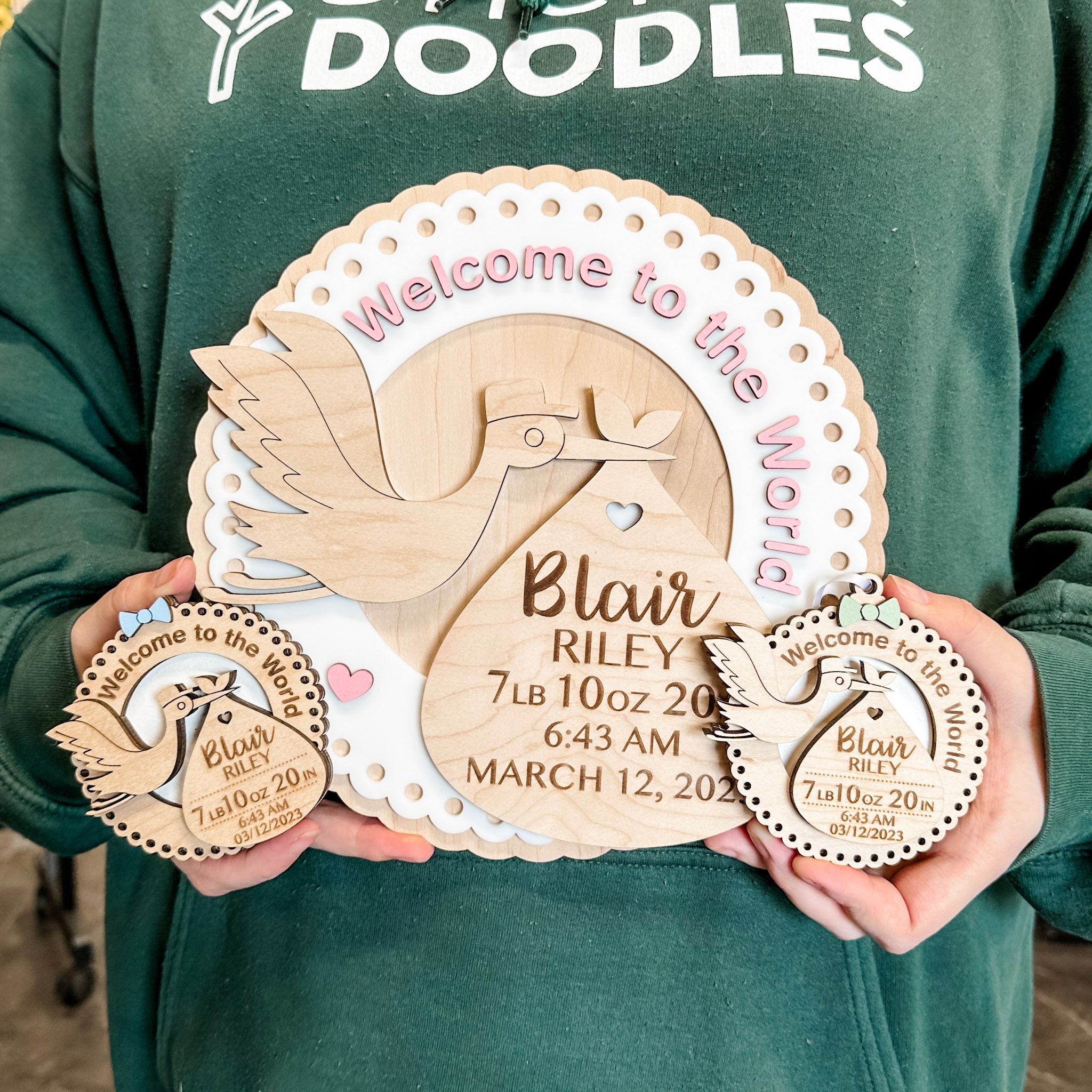 Baby Birth Stats Collection • Wood Ornament, Magnet, or Mini Sign • For Newborns