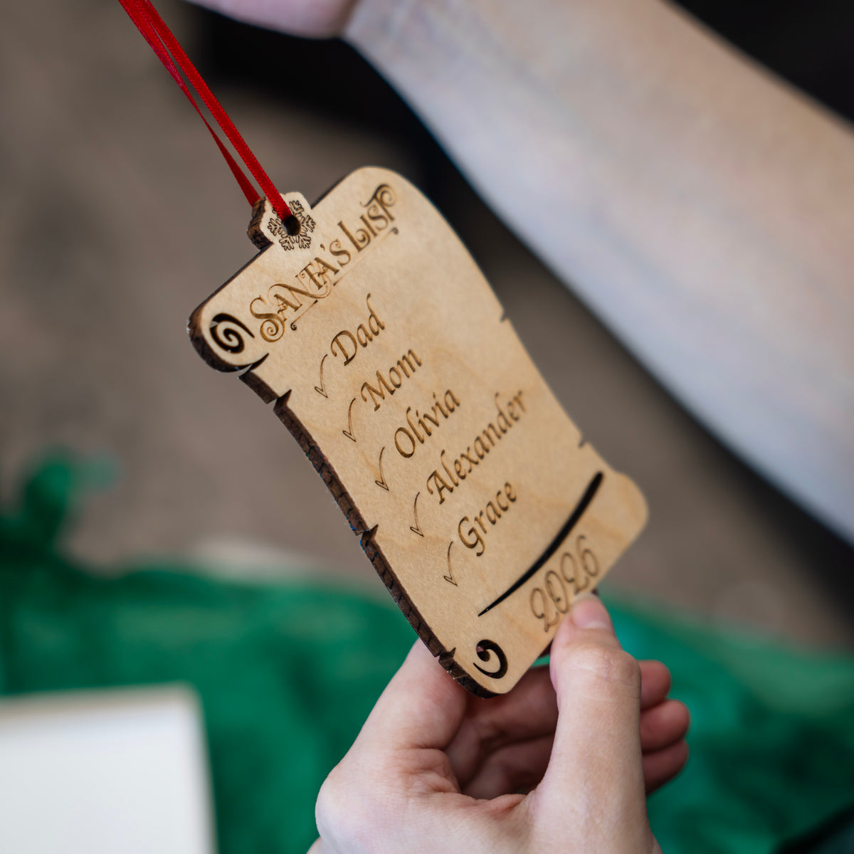 Santa's List Family Name Ornament