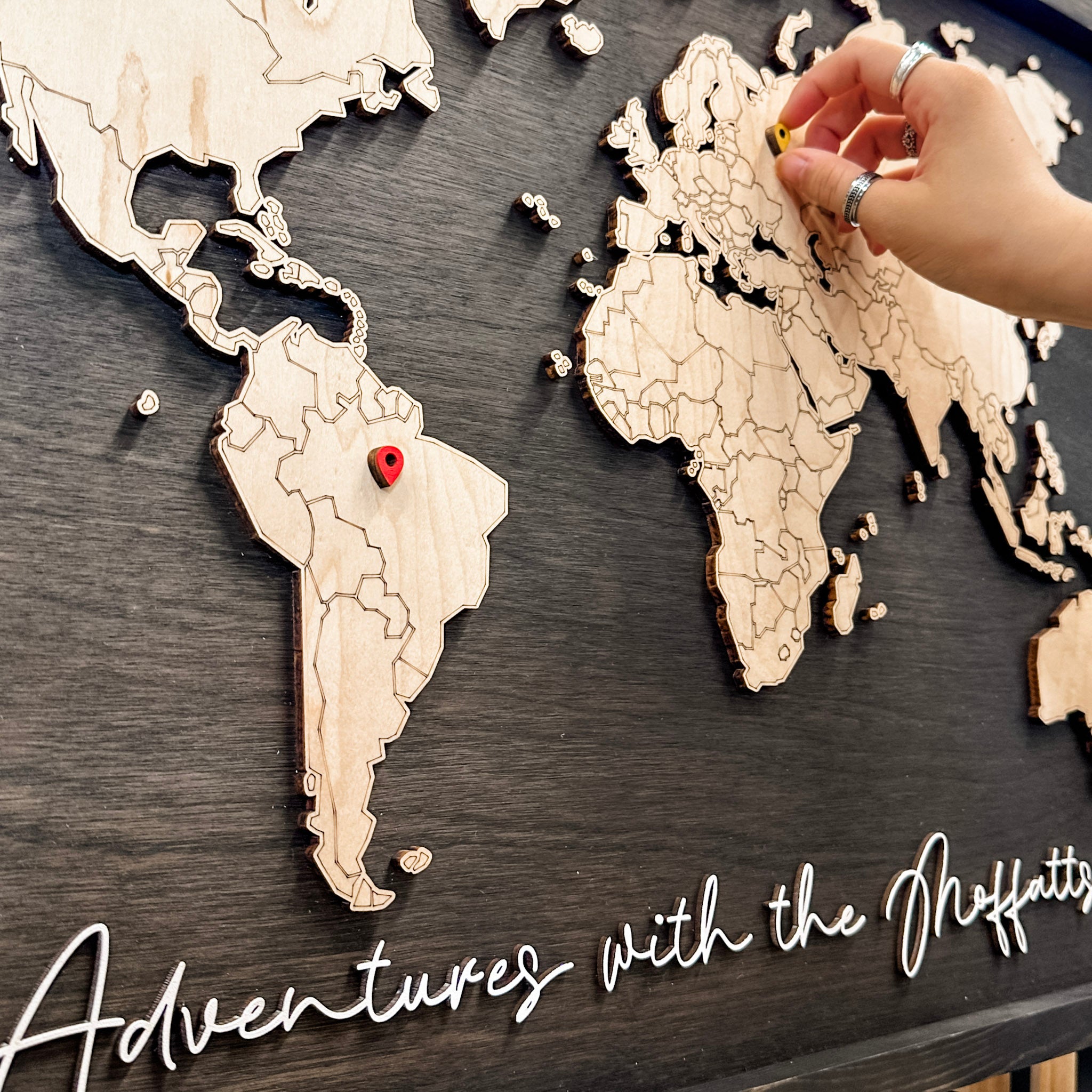 Personalized World Map • Premium Handcrafted Wood Sign
