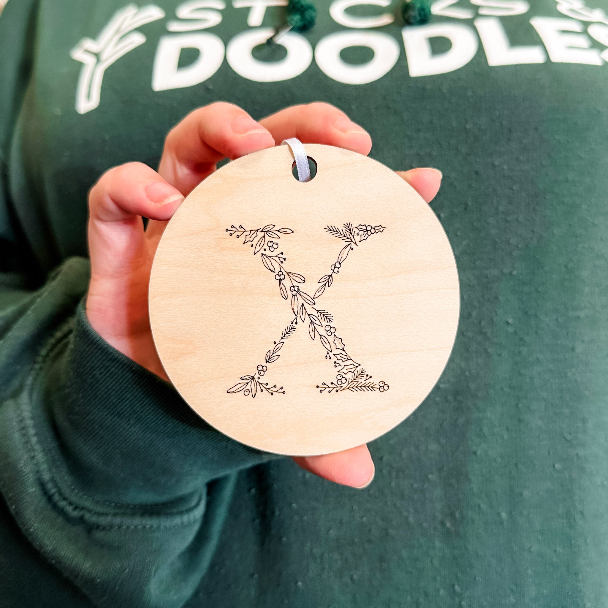 Initial Ornament • Wood Letter Ornament • For Christmas Trees & Stockings