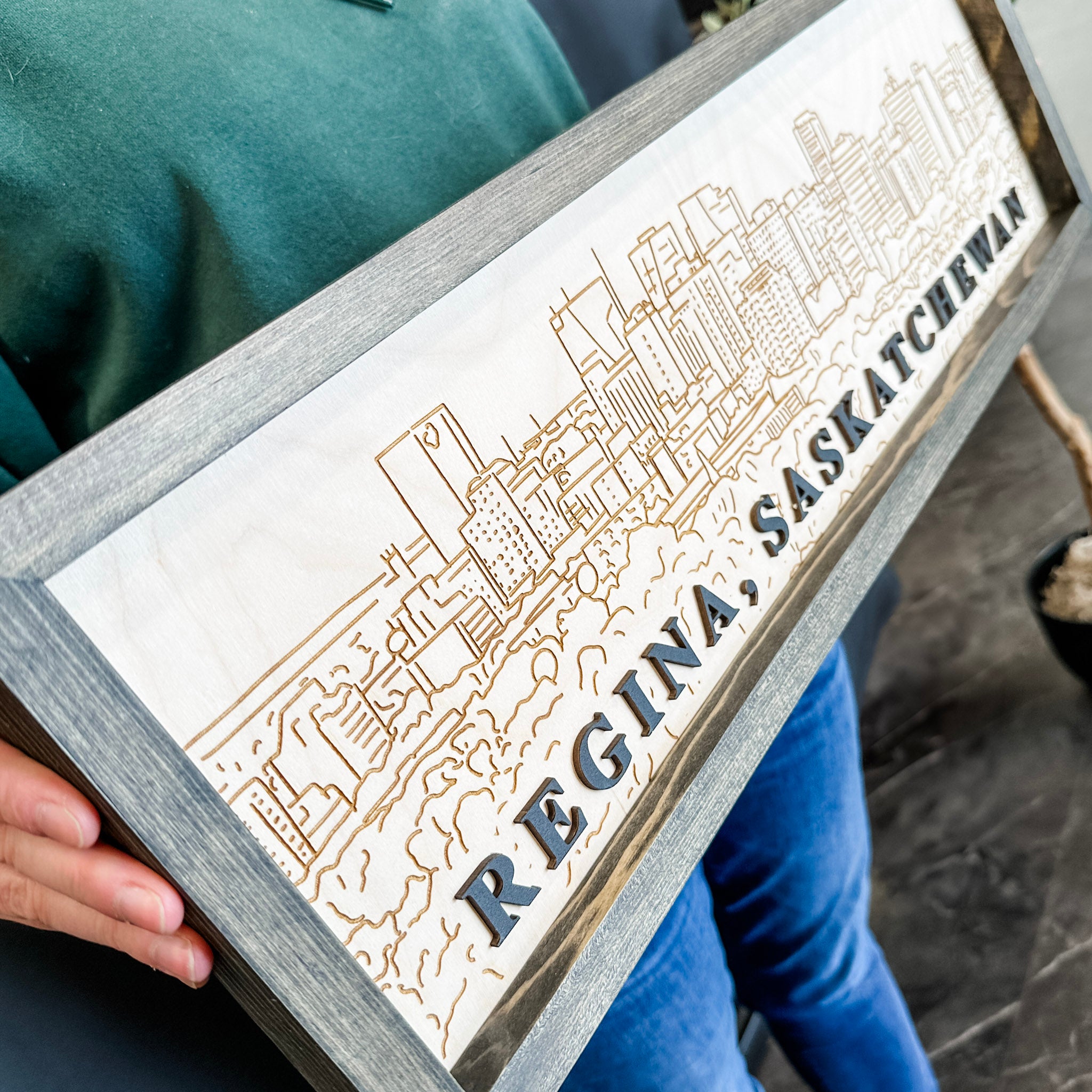 Custom City Skyline Line Artwork • Engraved Wood Sign • For City Lovers & Travel Gifts