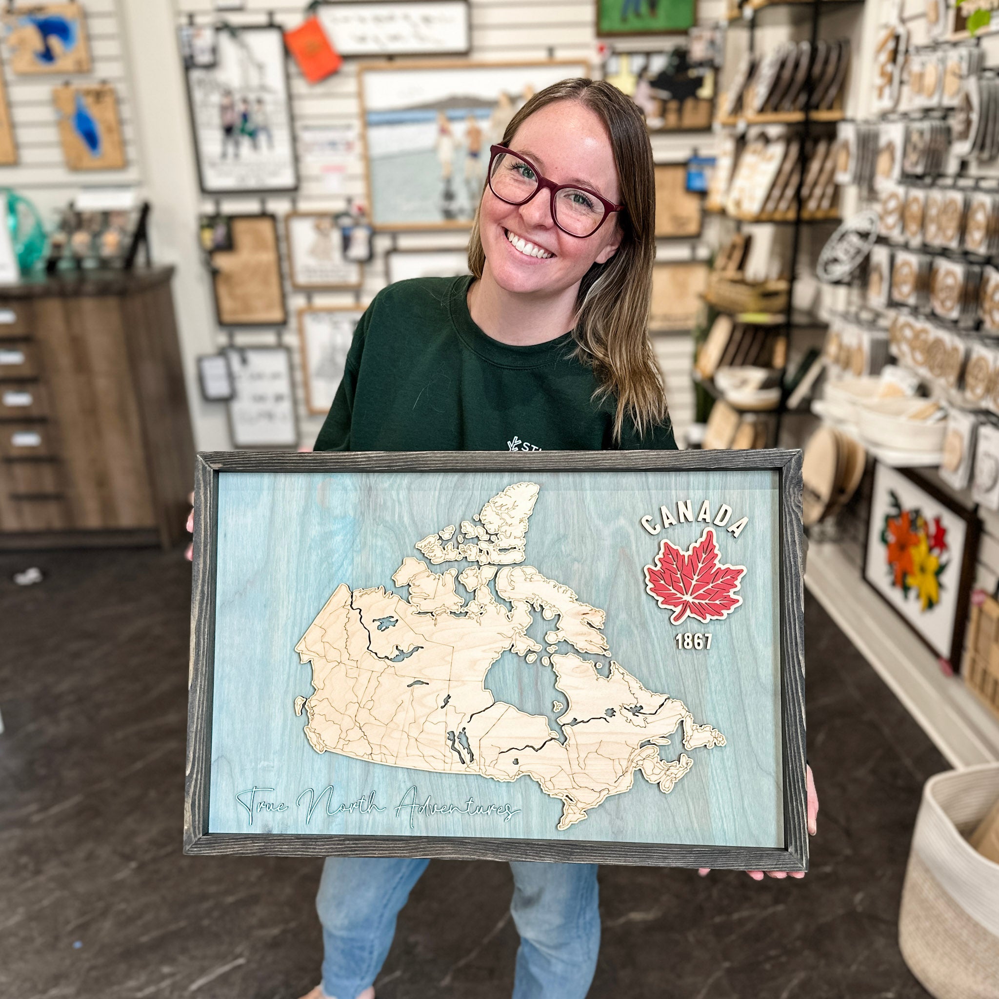 Canada Map Sign with Marker Pins – Standard or Personalized