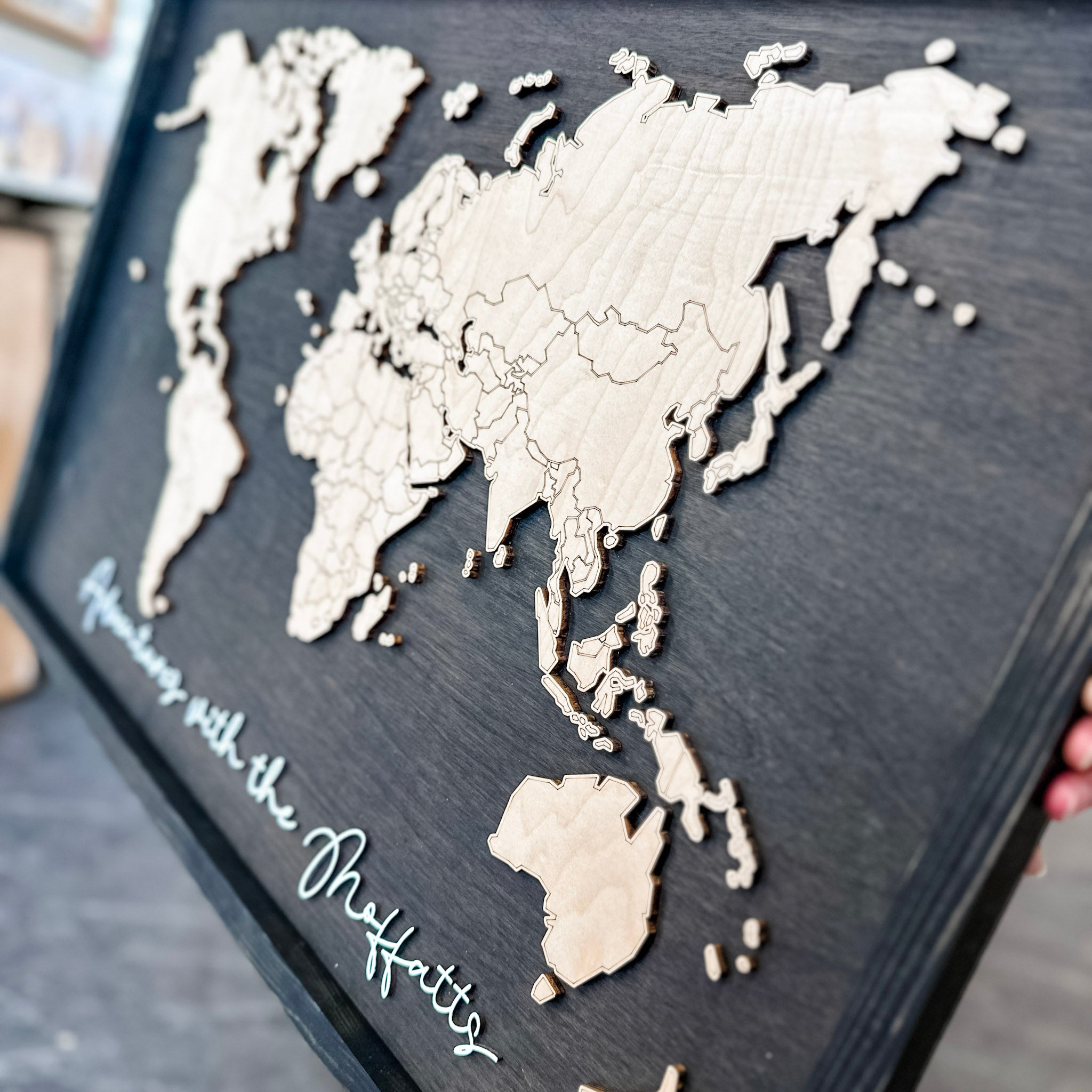 Personalized World Map • Premium Handcrafted Wood Sign
