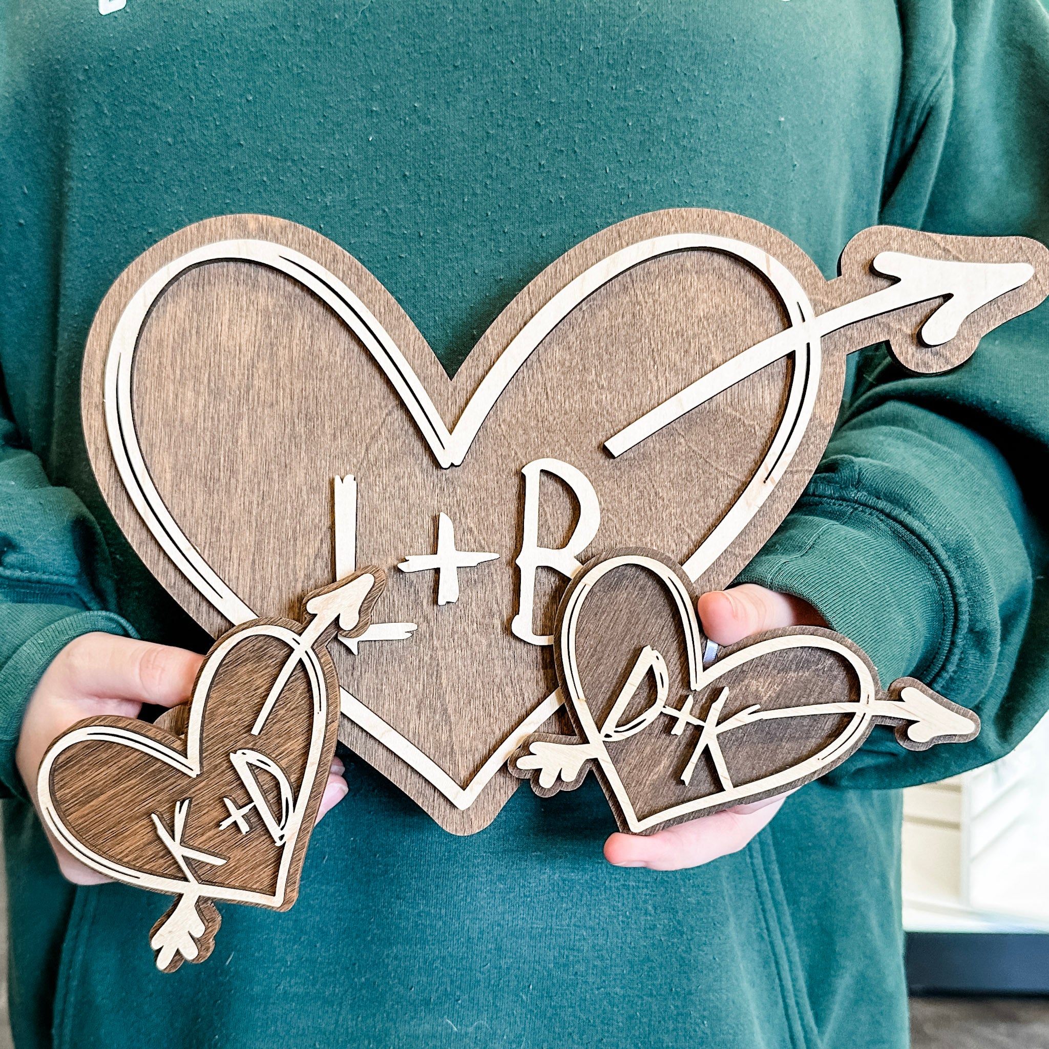 The Carved Heart • Personalized Wood Ornament, Magnet, or Mini Sign • For Couples and Anniversaries