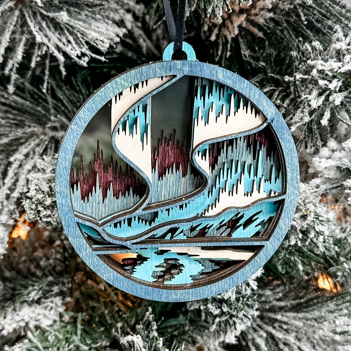 The Northern Lights • Layered Wood Ornament & Mini Sign • Saskatchewan Gifts