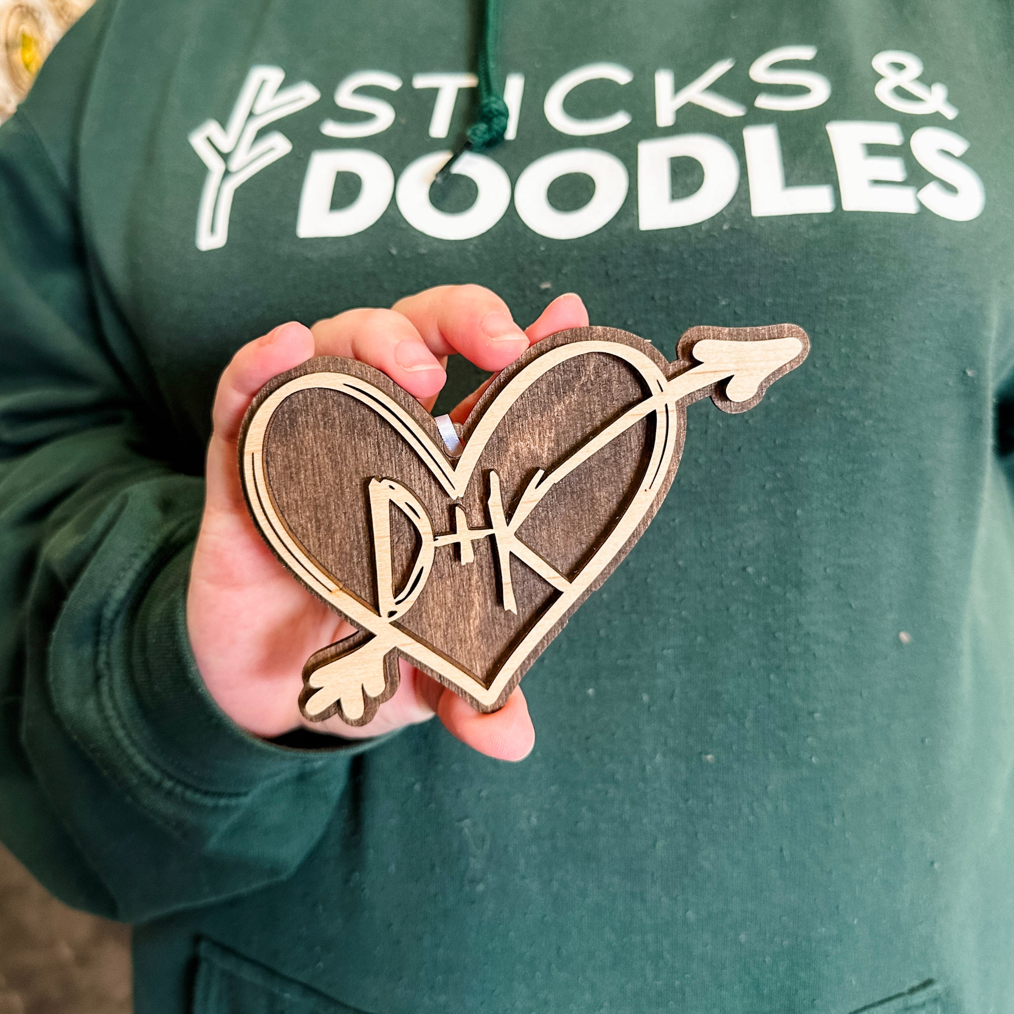 The Carved Heart • Personalized Wood Ornament, Magnet, or Mini Sign • For Couples and Anniversaries