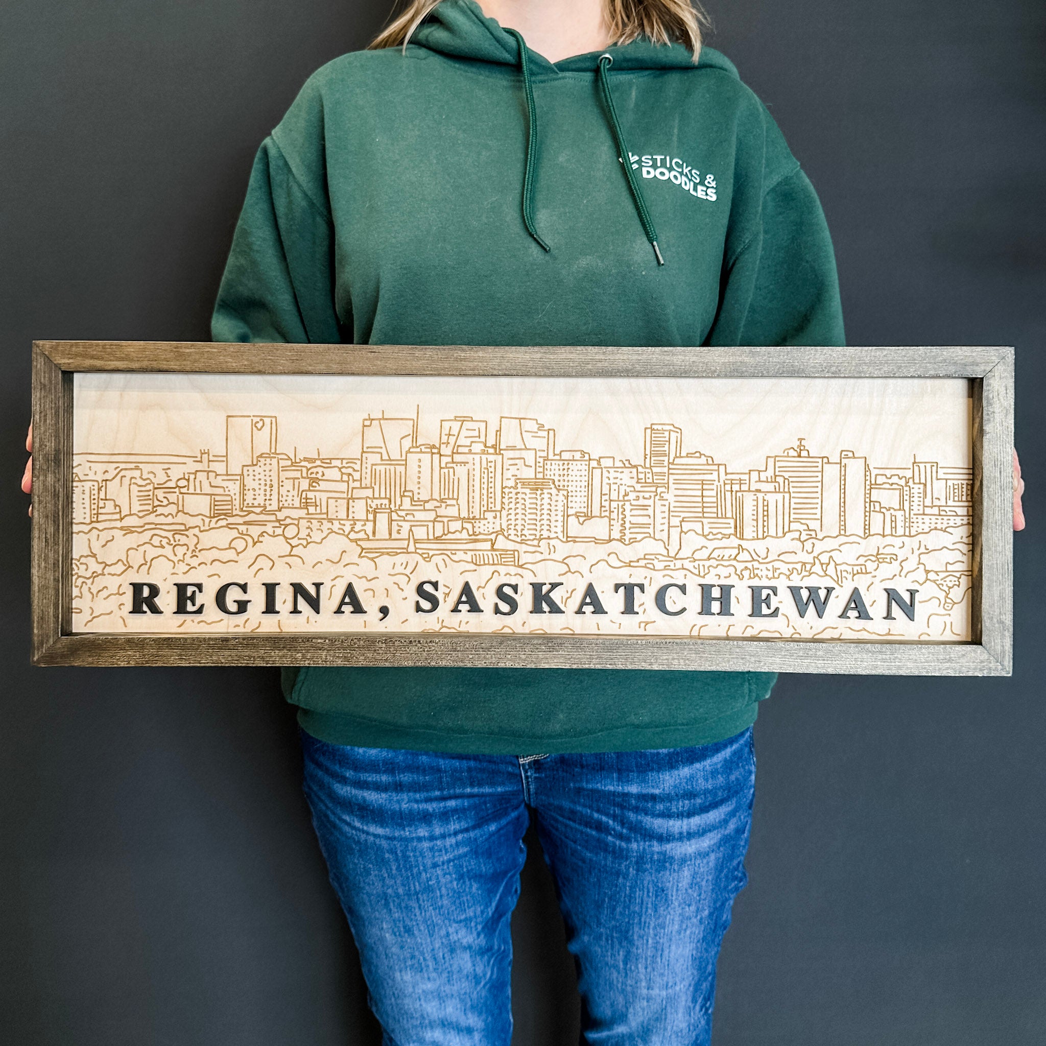 Custom City Skyline Line Artwork • Engraved Wood Sign • For City Lovers & Travel Gifts