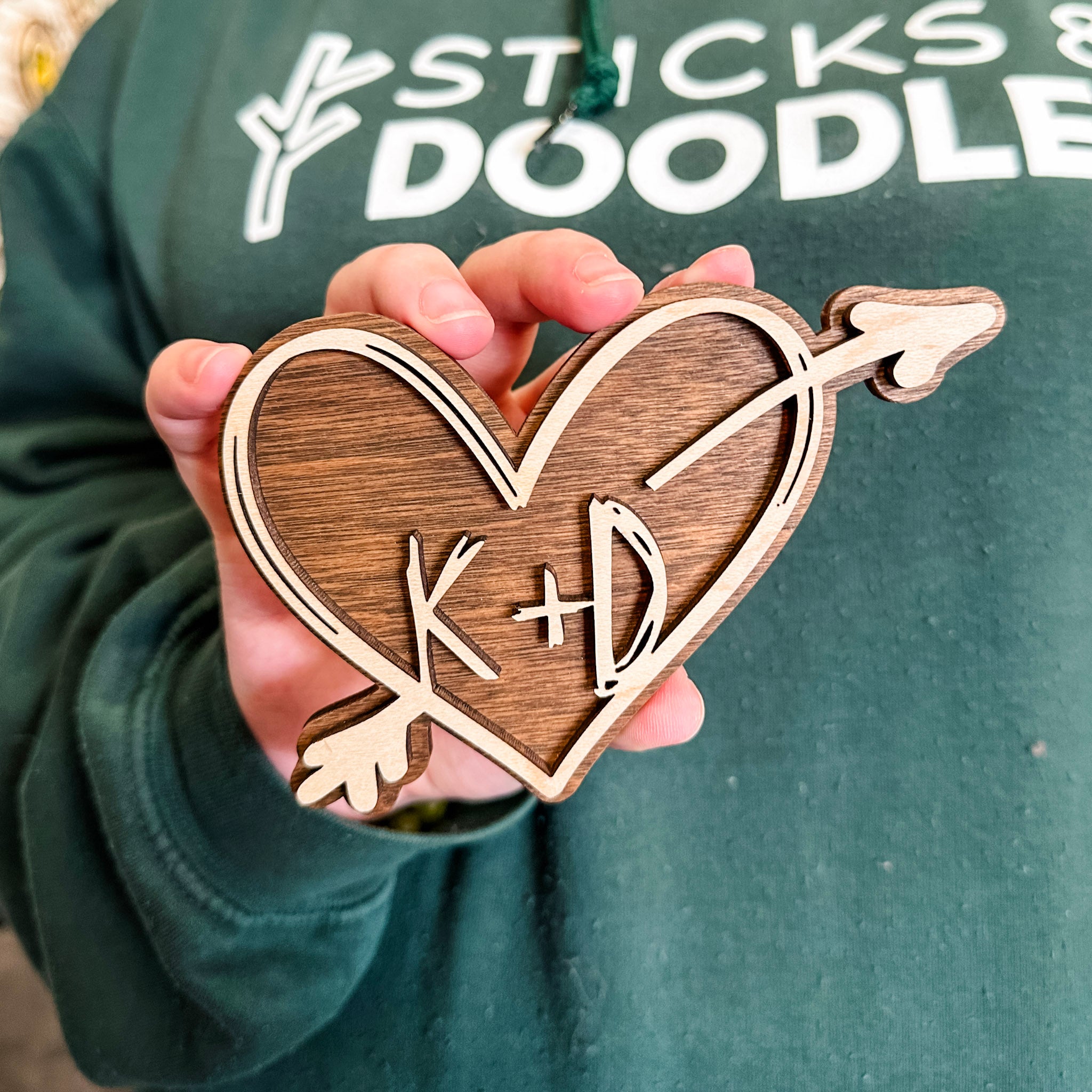 The Carved Heart • Personalized Wood Ornament, Magnet, or Mini Sign • For Couples and Anniversaries