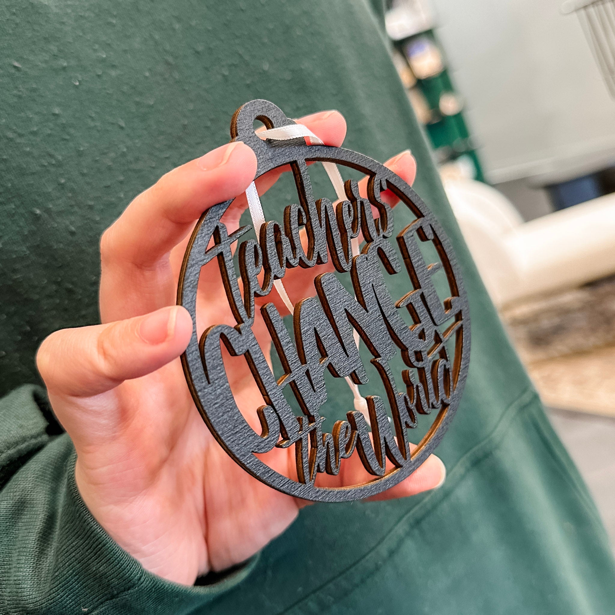 Teachers Change the World • Wooden Ornament, Magnet, or Mini Sign • For Teacher Gifts & Appreciation