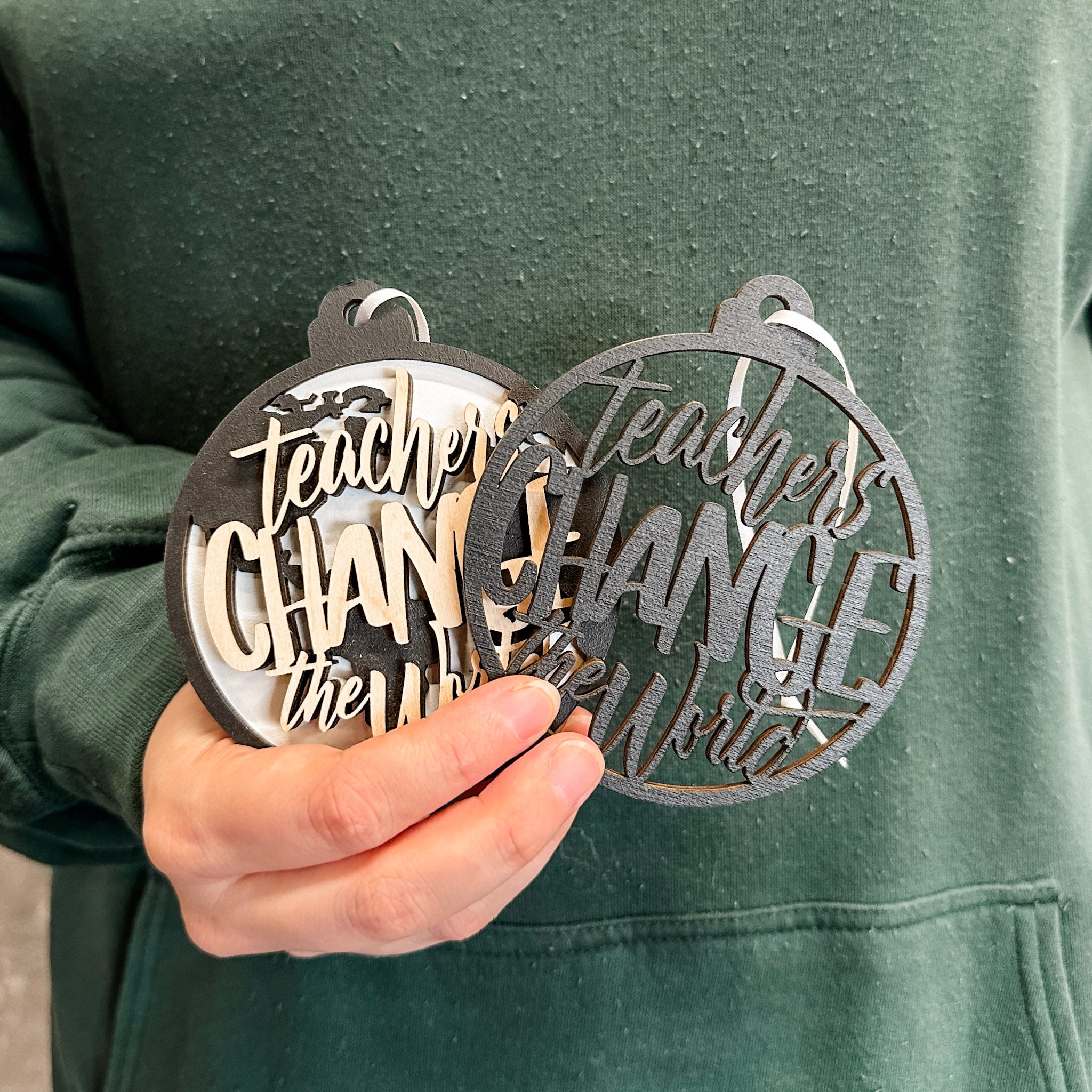 Teachers Change the World • Wooden Ornament, Magnet, or Mini Sign • For Teacher Gifts & Appreciation