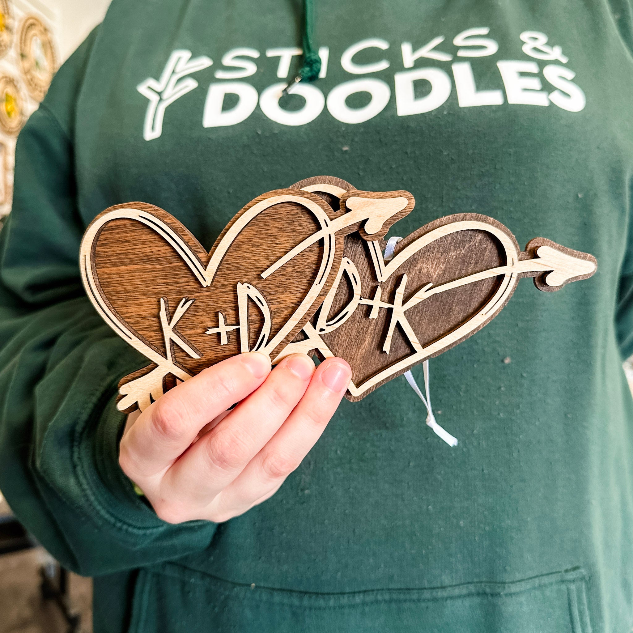 The Carved Heart • Personalized Wood Ornament, Magnet, or Mini Sign • For Couples and Anniversaries