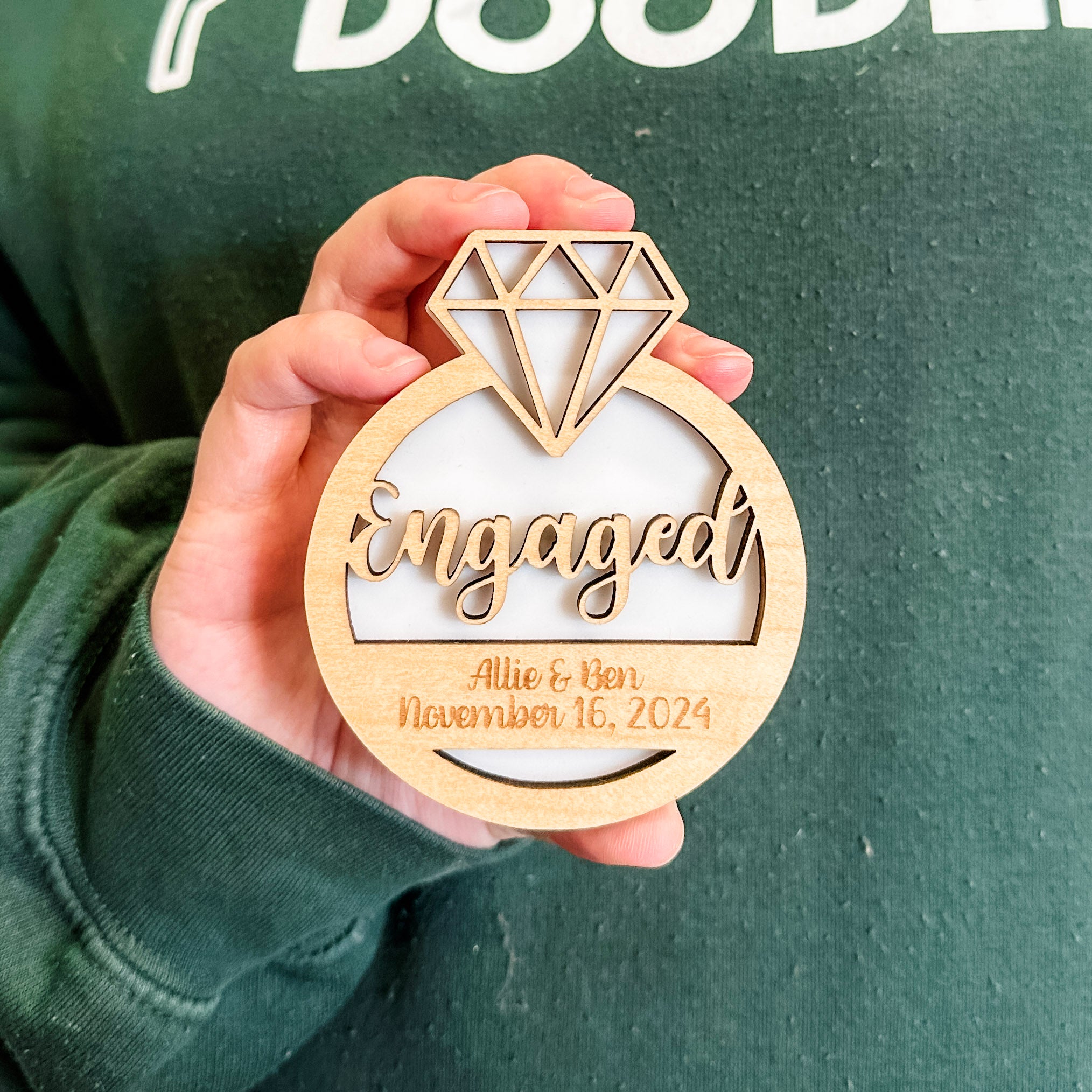 Wedding / Engagement Ring • Personalized Ornament, or Magnet • For Couples, Weddings, & Engagements