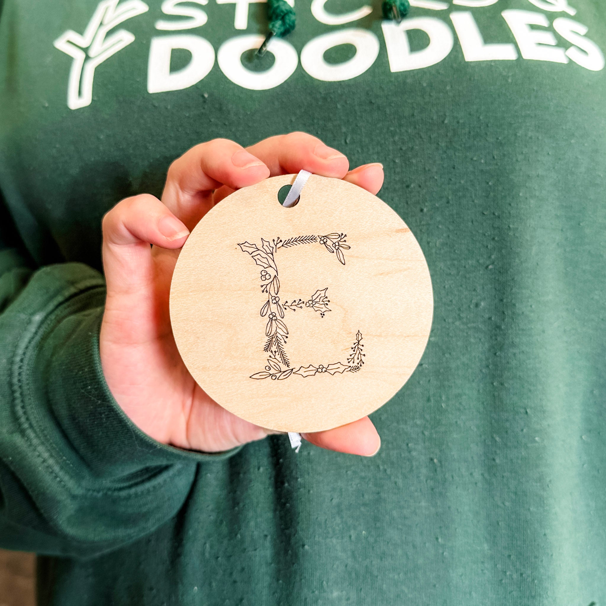 Initial Ornament • Wood Letter Ornament • For Christmas Trees & Stockings