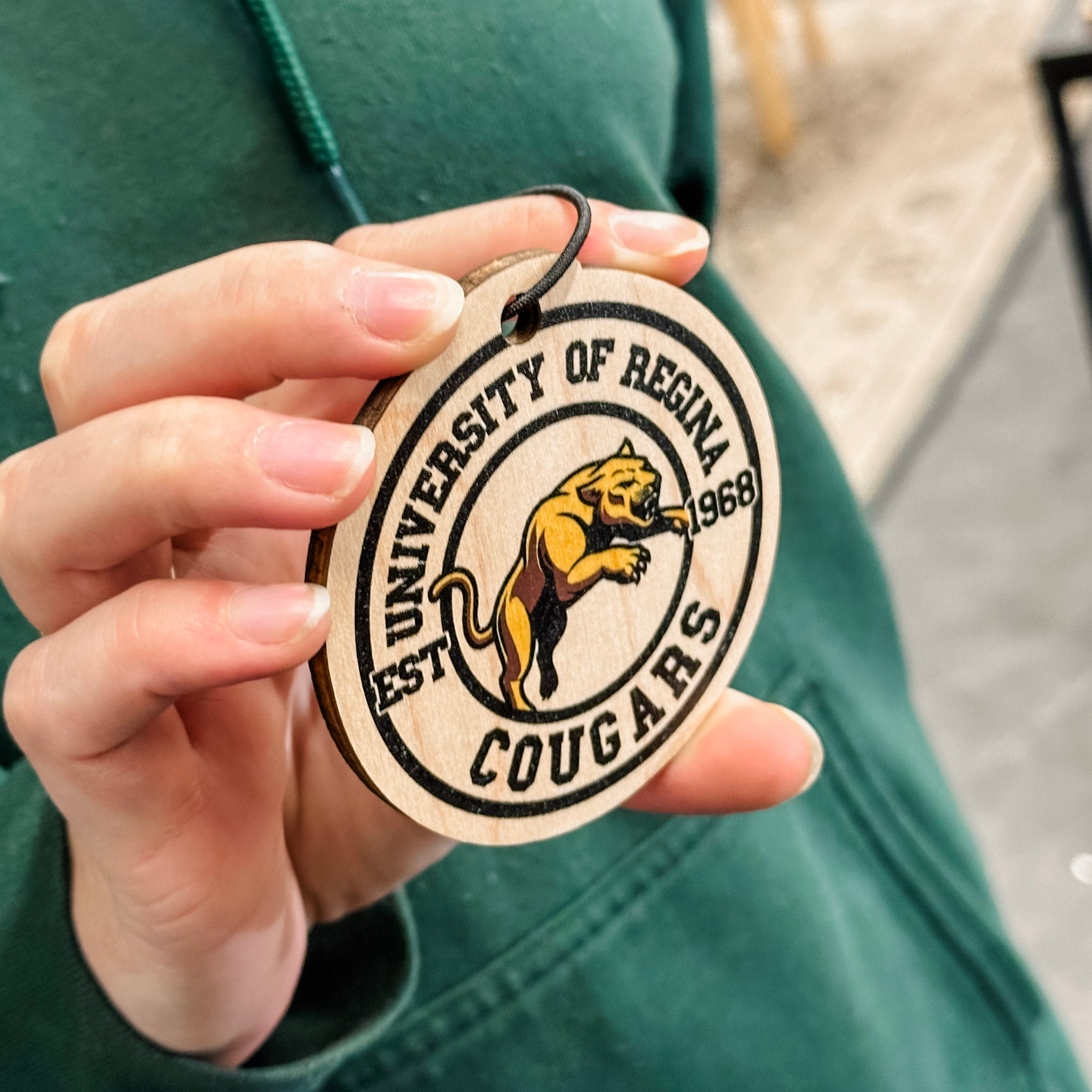 University of Regina Cougars • 3D Wood & Acrylic Ornaments • For Students & Proud Parents