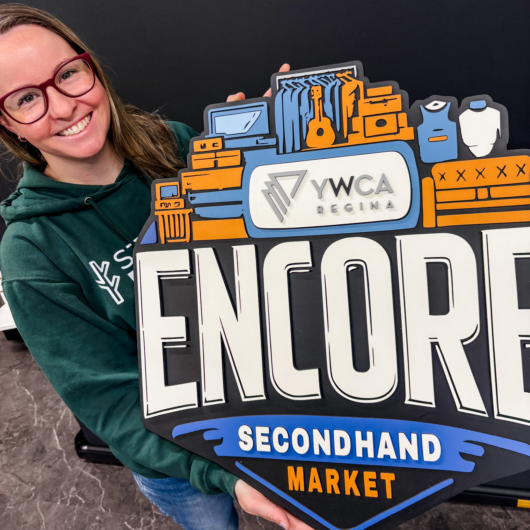 Premium Custom Shaped Wood Logo • Handcrafted 3D Painted Sign
