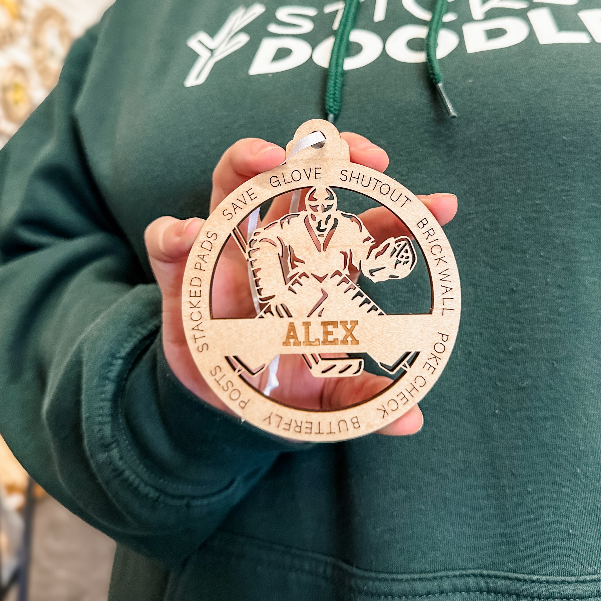 Personalized Hockey Player • Ornament, Magnet, Medal, or Mini Sign • For Your Next Great One