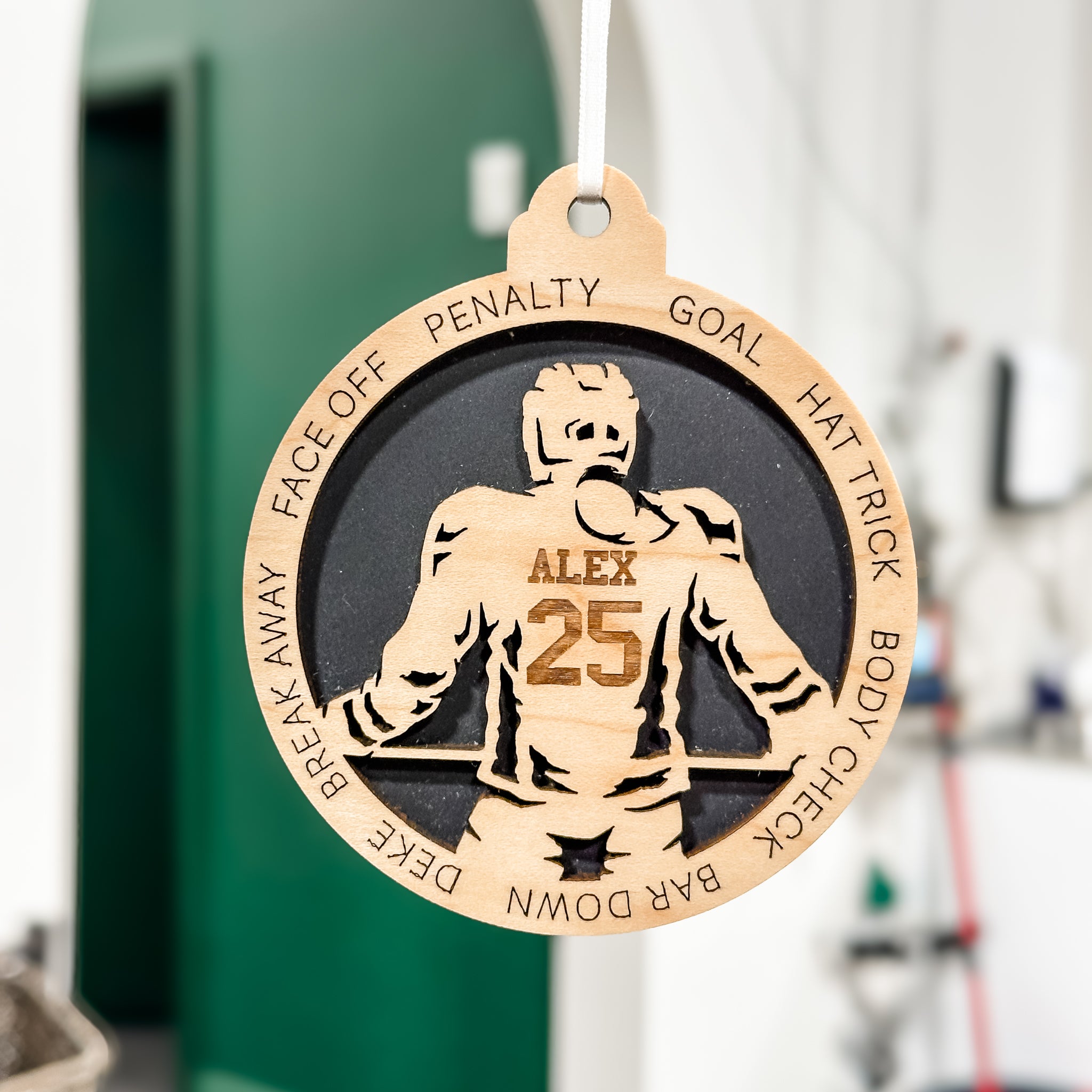 Personalized Hockey Player • Ornament, Magnet, Medal, or Mini Sign • For Your Next Great One