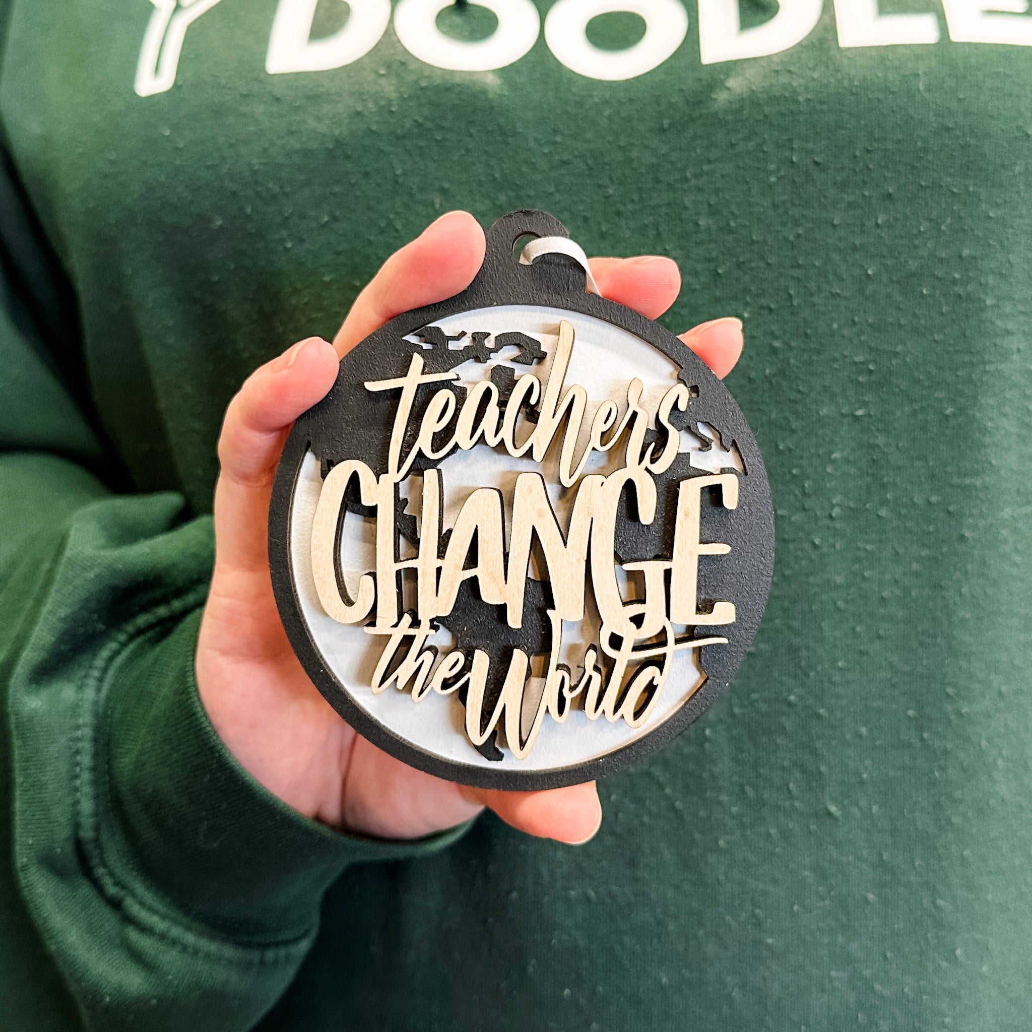 Teachers Change the World • Wooden Ornament, Magnet, or Mini Sign • For Teacher Gifts & Appreciation