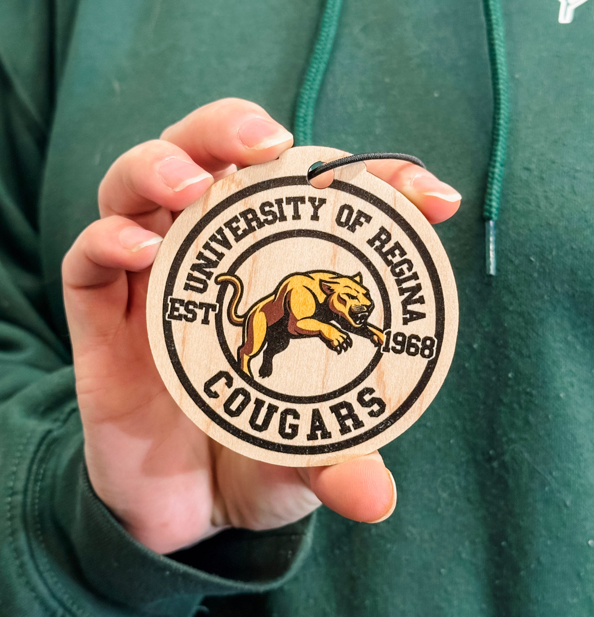 University of Regina Cougars • 3D Wood & Acrylic Ornaments • For Students & Proud Parents