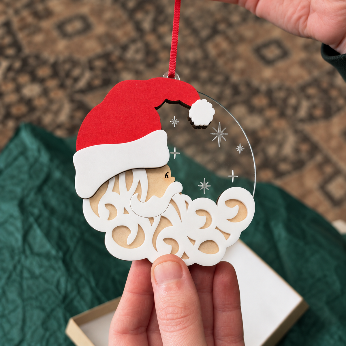 Santa Moon Ornament