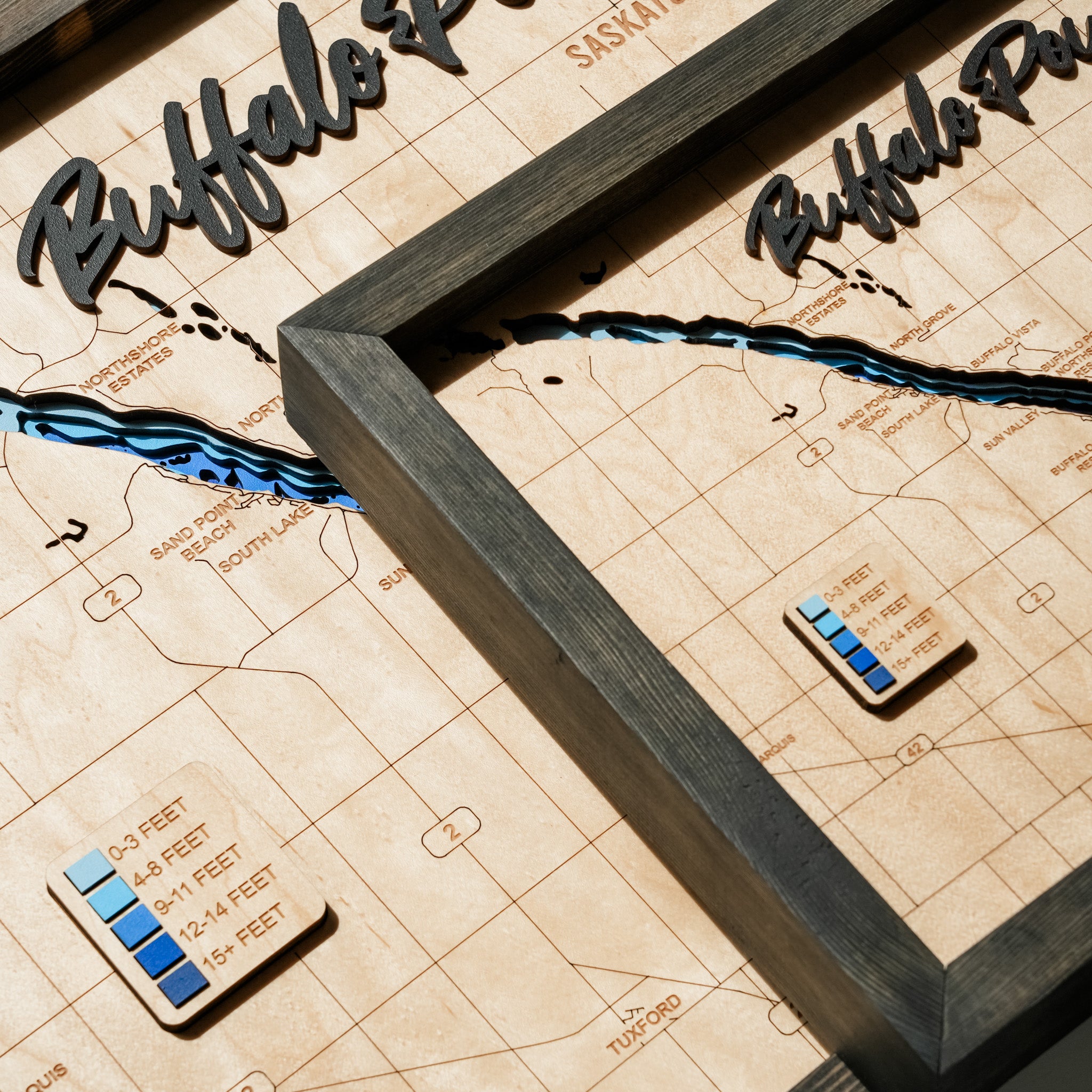 Buffalo Pound Lake Map • Bathymetric Layered Wood Depth Map • For Lake Lovers