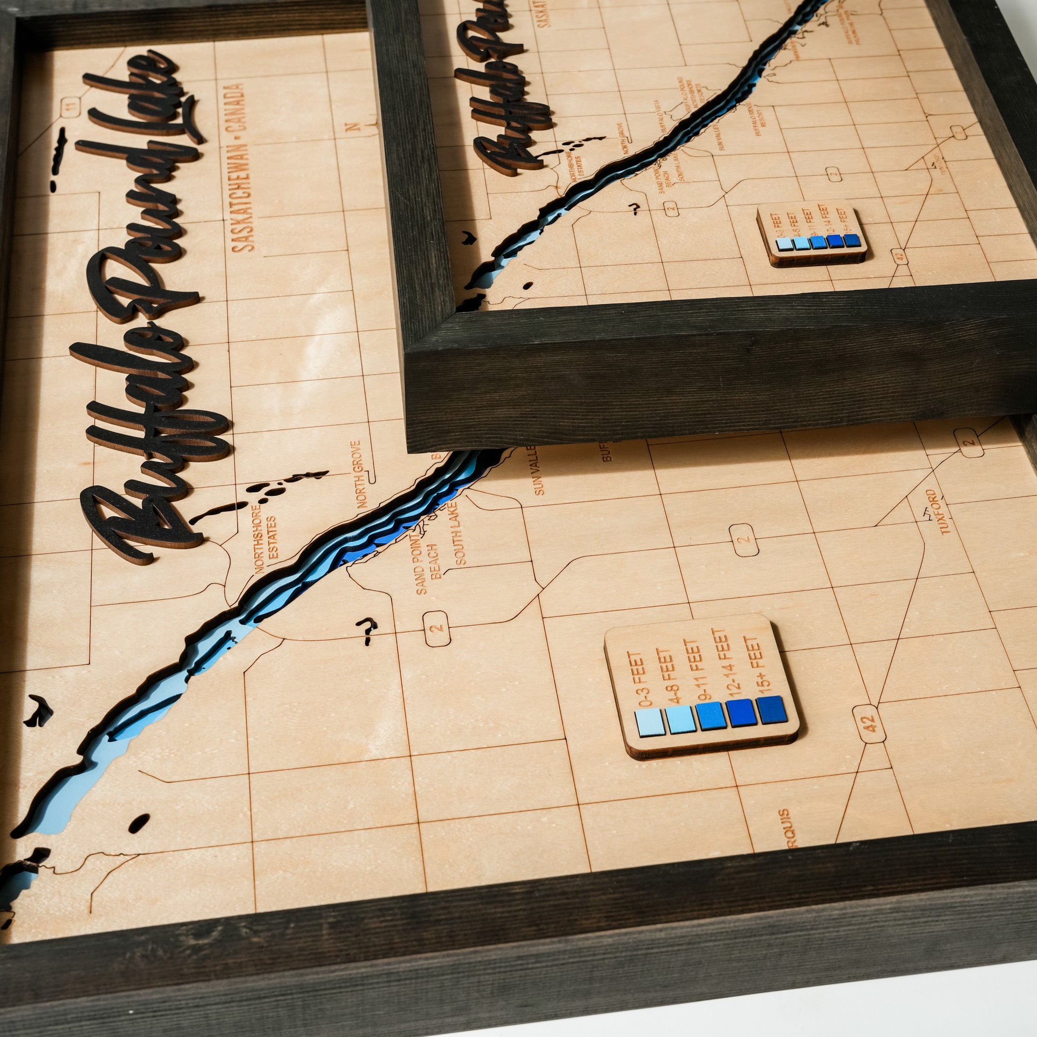 Buffalo Pound Lake Map • Bathymetric Layered Wood Depth Map • For Lake Lovers