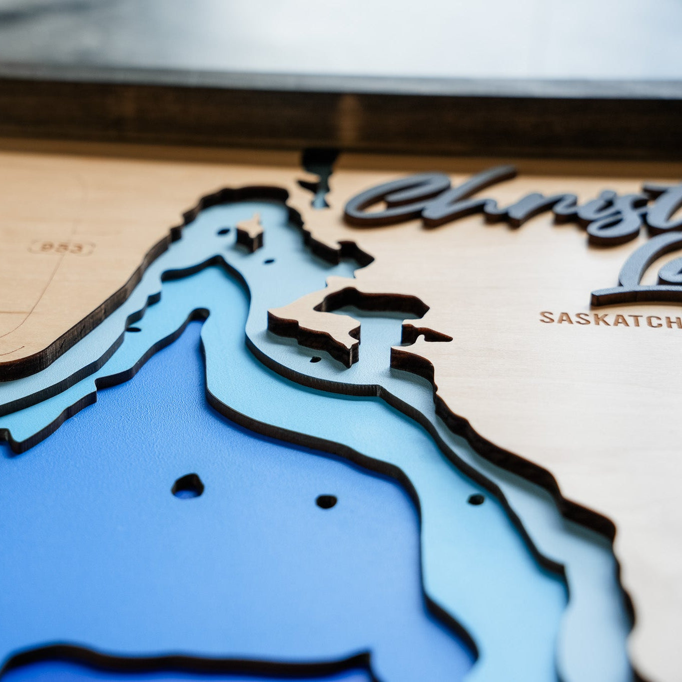 Christopher Lake Map • Bathymetric Layered Wood Depth Map • For Lake Lovers