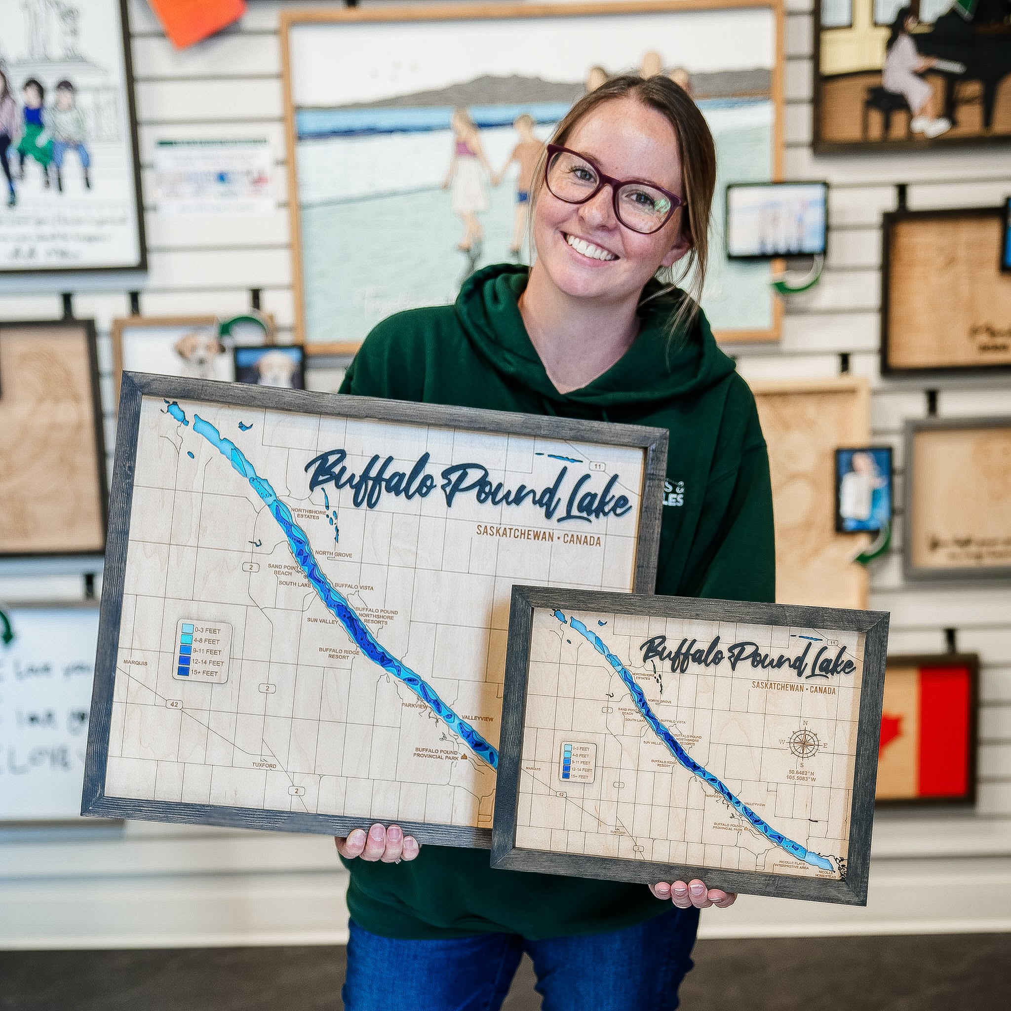 Buffalo Pound Lake 3D Wood Map