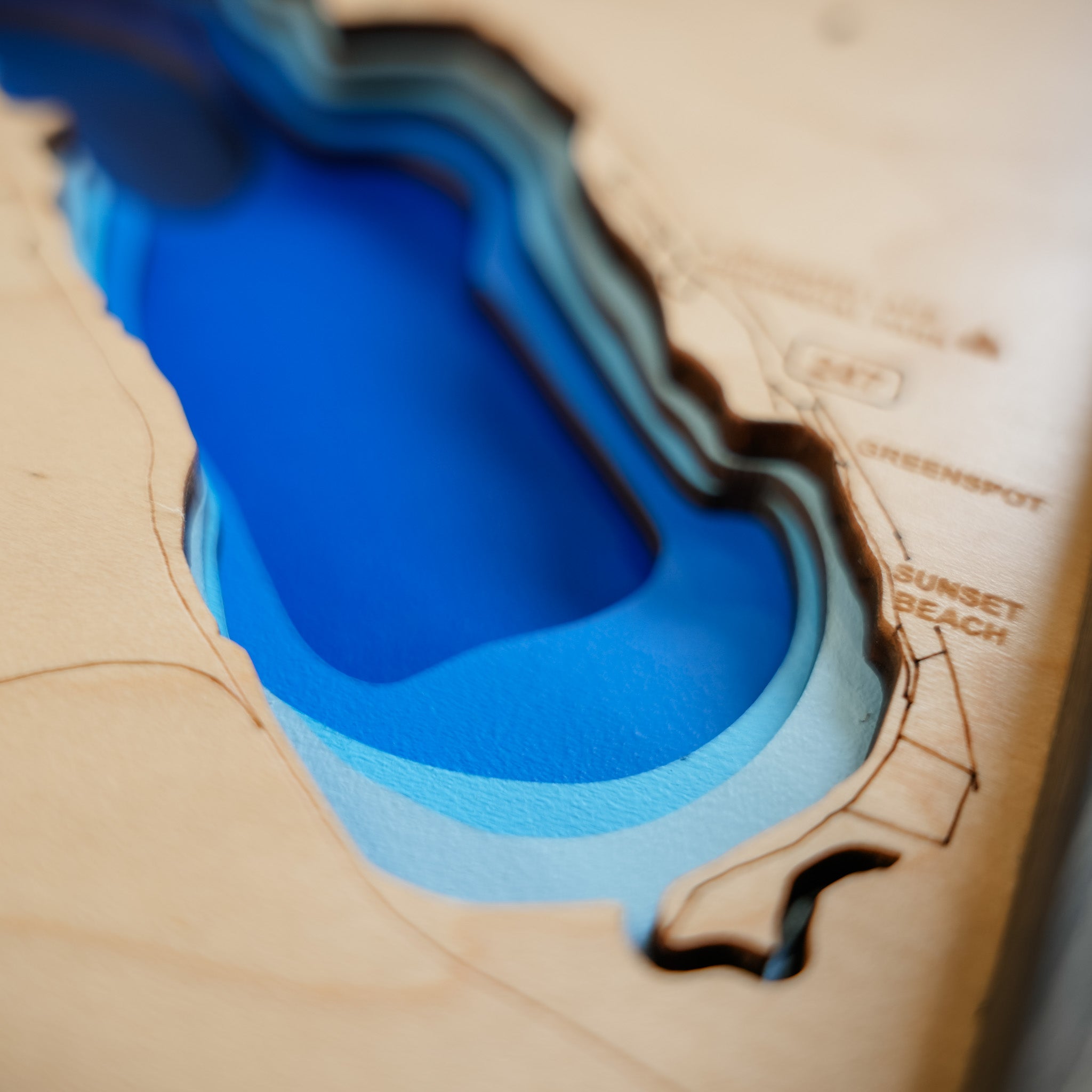Crooked Lake Map • Bathymetric Layered Wood Depth Map • For Lake Lovers