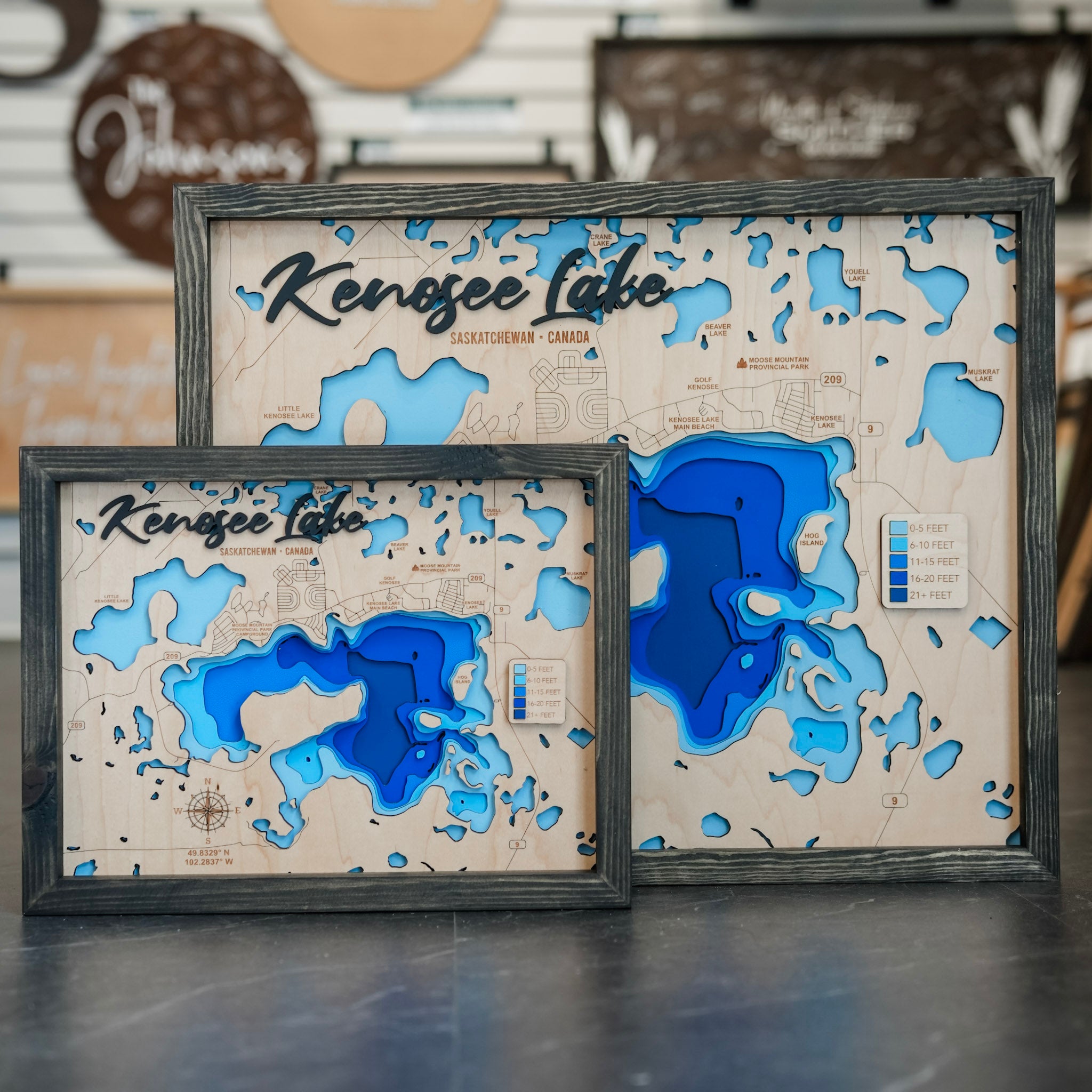 Kenosee Lake • Bathymetric Layered Wood Depth Map • For Lake Lovers