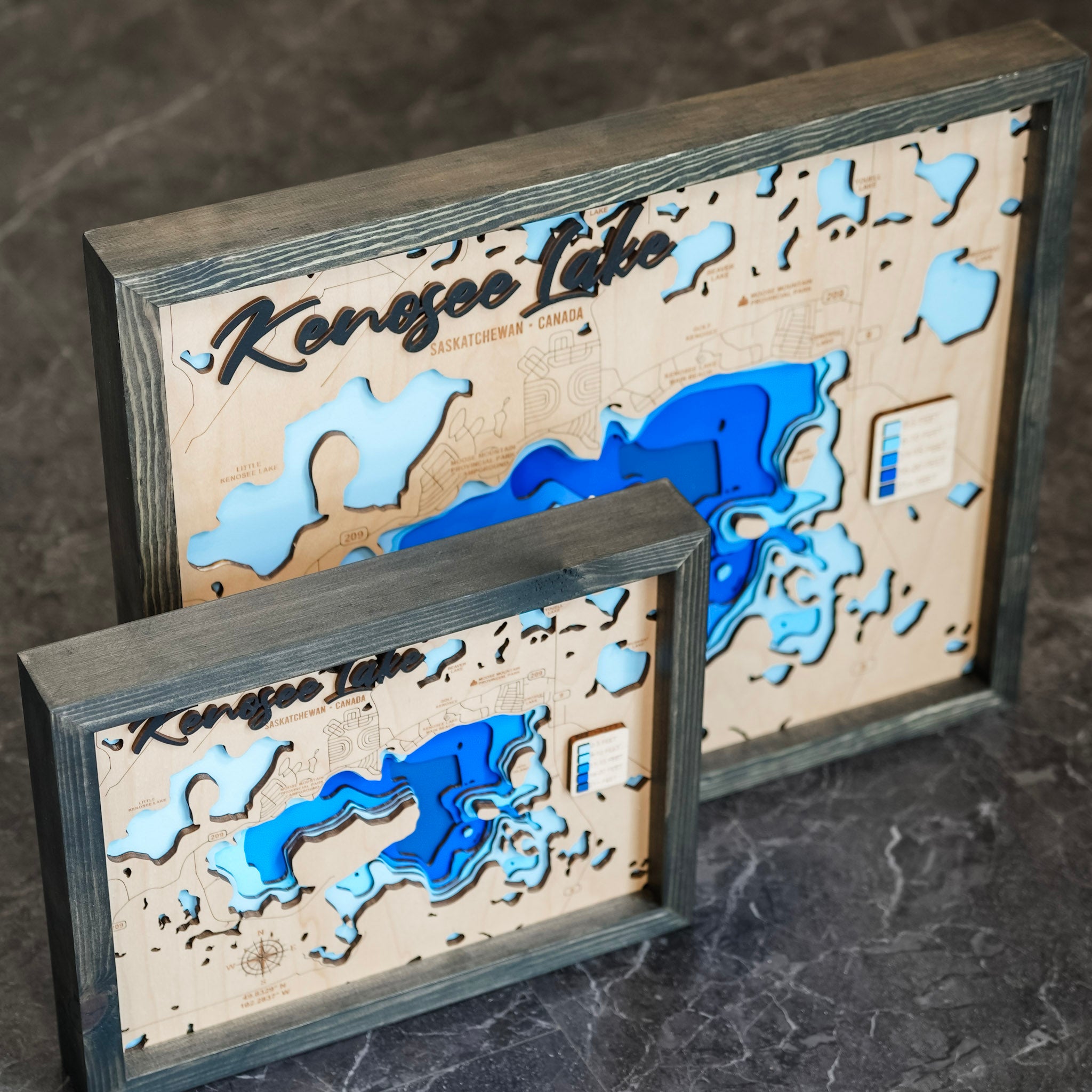 Kenosee Lake • Bathymetric Layered Wood Depth Map • For Lake Lovers