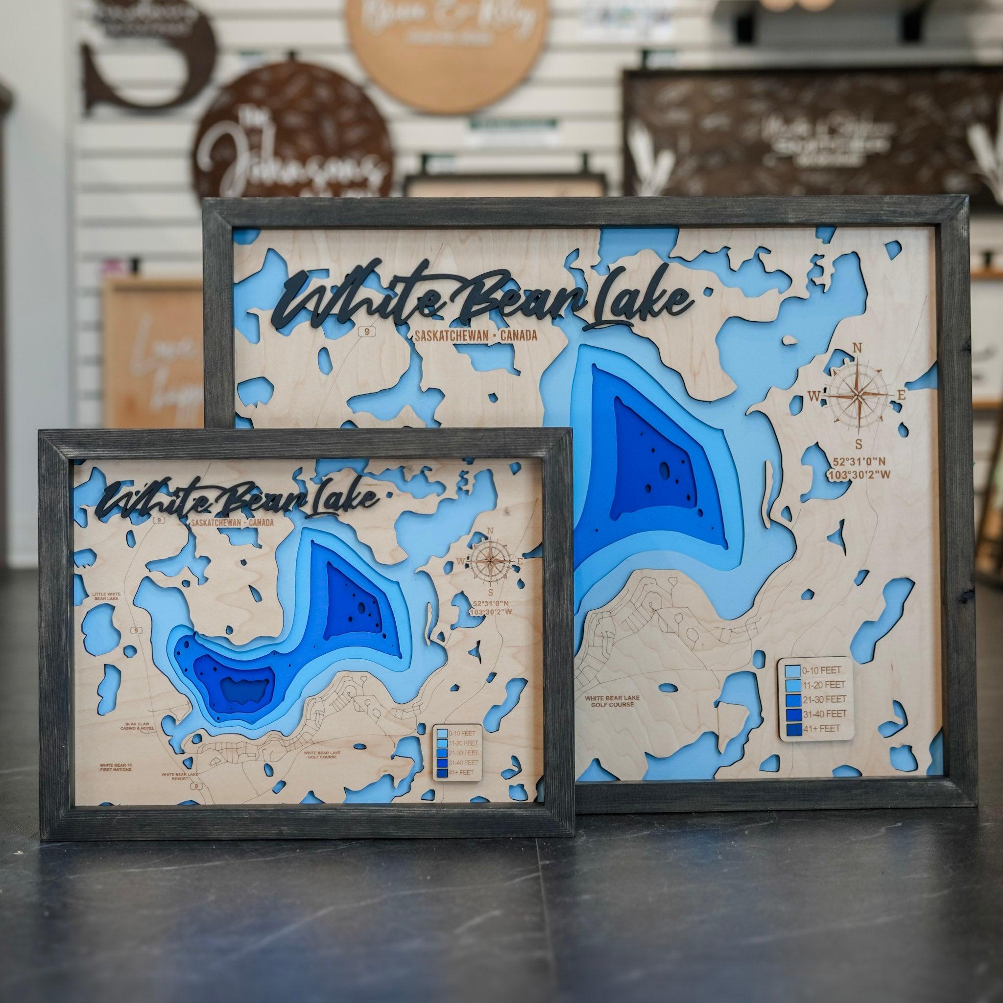 White Bear Lake Map • Bathymetric Layered Wood Depth Map • For Lake Lovers