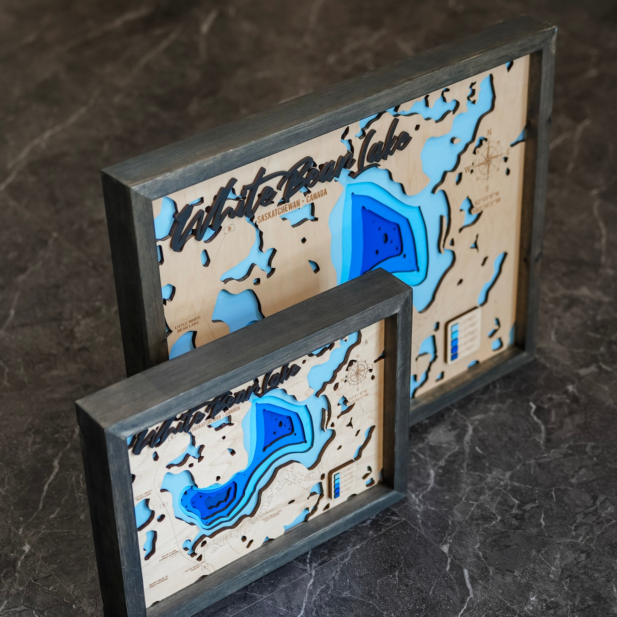 White Bear Lake Map • Bathymetric Layered Wood Depth Map • For Lake Lovers
