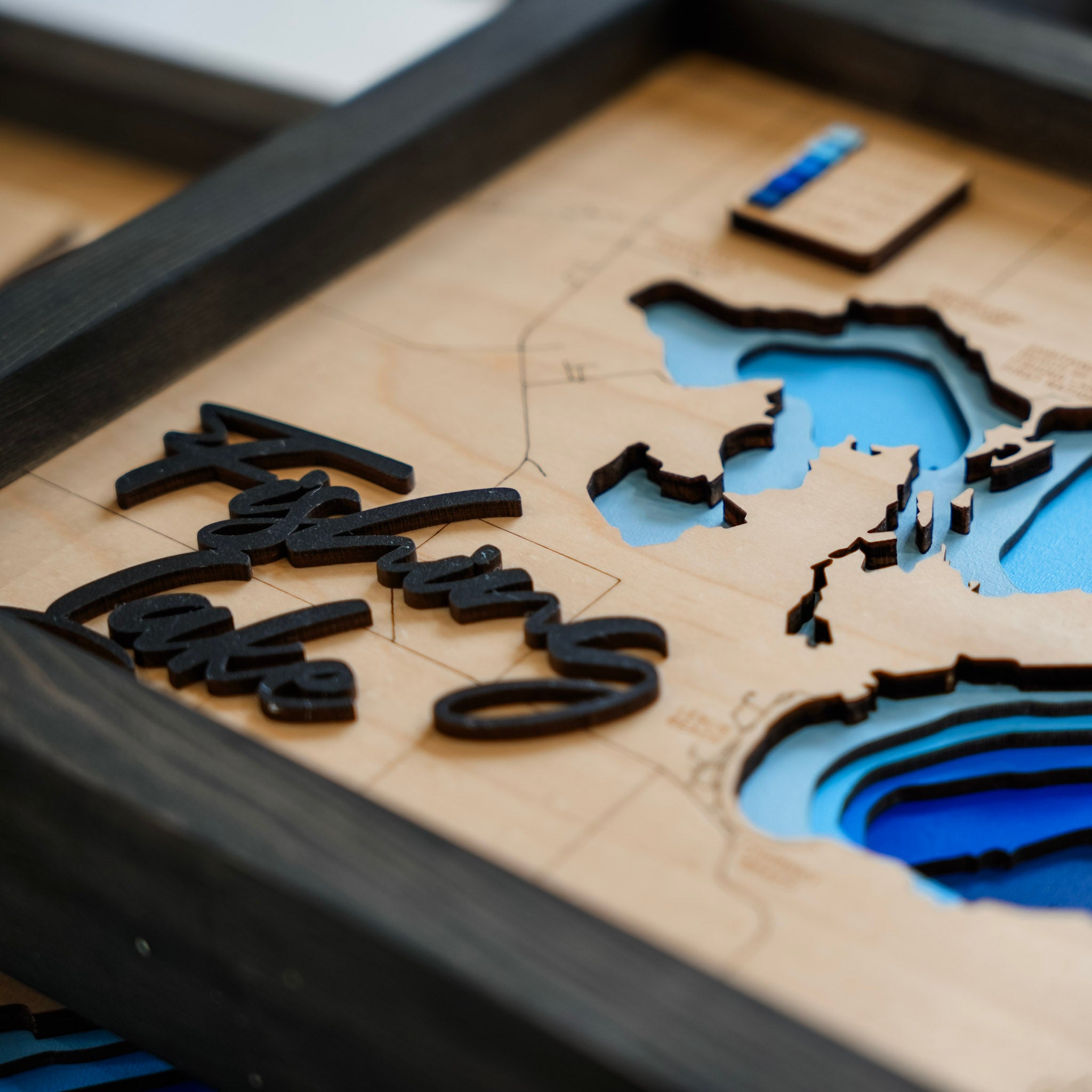 Fishing Lake Map • Bathymetric Layered Wood Depth Map • For Lake Lovers