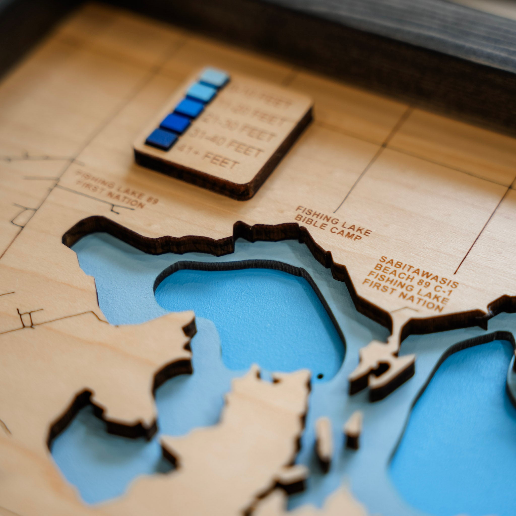 Fishing Lake Map • Bathymetric Layered Wood Depth Map • For Lake Lovers