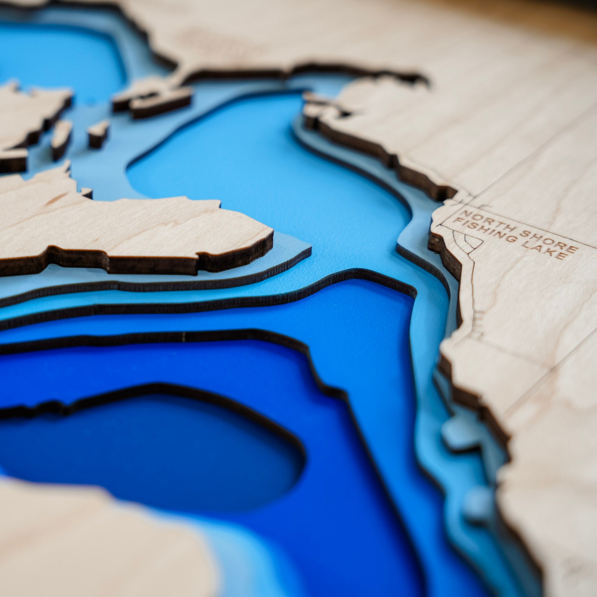 Fishing Lake Map • Bathymetric Layered Wood Depth Map • For Lake Lovers