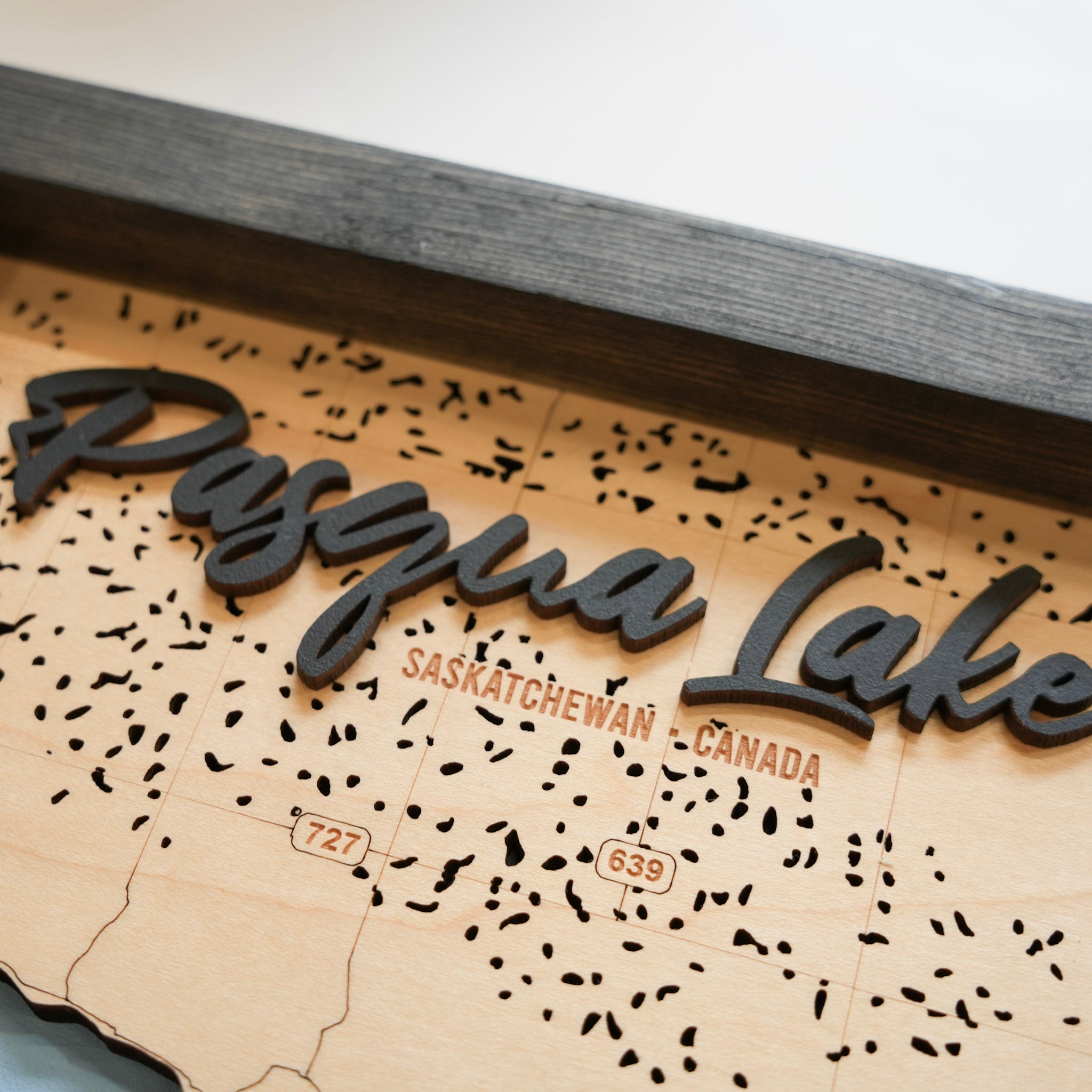Pasqua Lake Map • Bathymetric Layered Wood Depth Map • For Lake Lovers