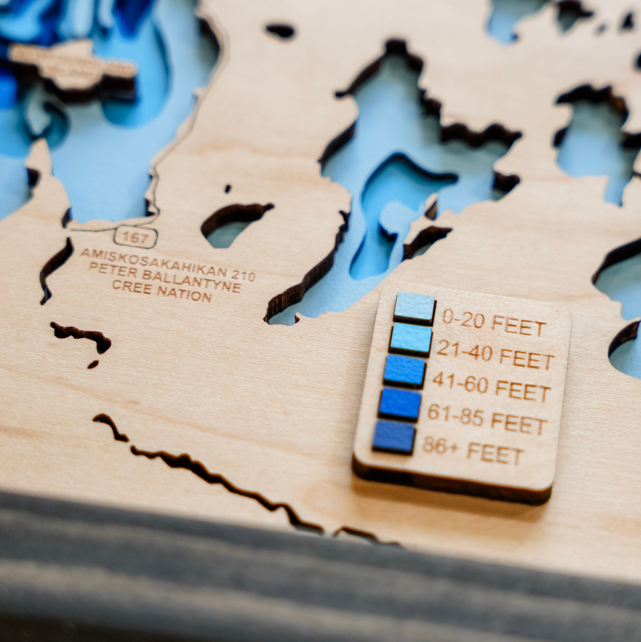 Amisk Lake Map • Bathymetric Layered Wood Depth Map • For Lake Lovers