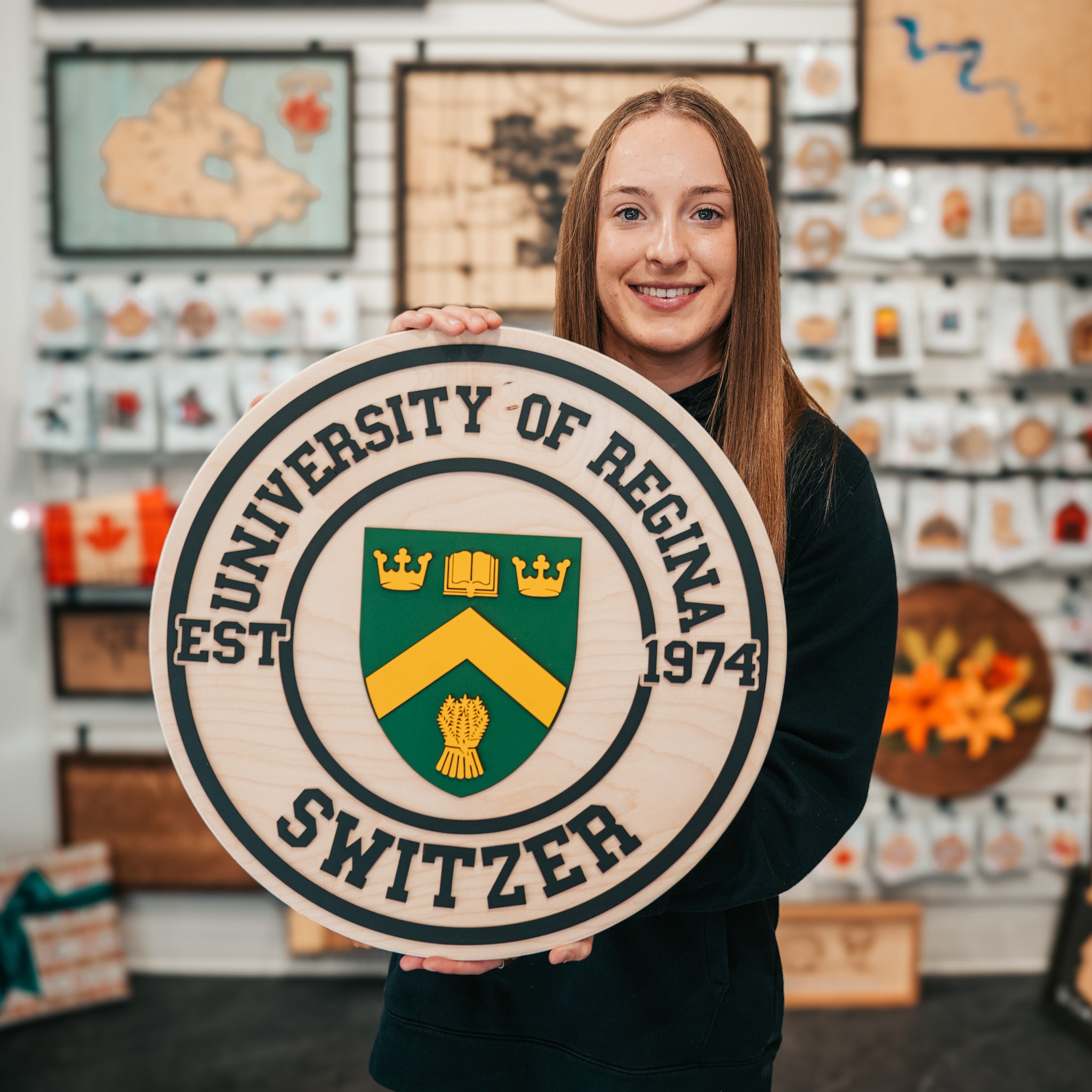 The University of Regina Crest • Personalized 3D Wood Sign • For Students and Proud Parents