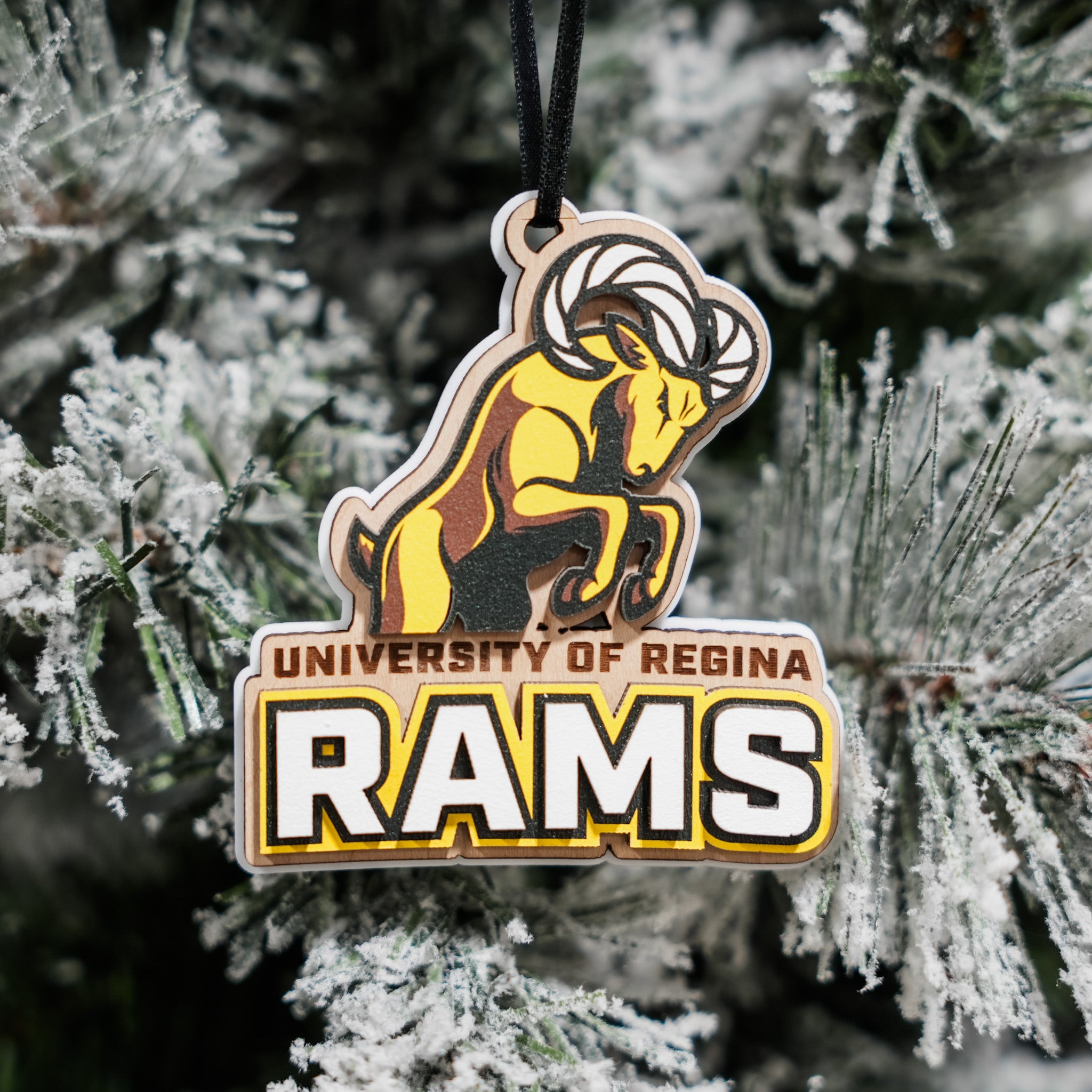 University of Regina Rams • 3D Wood/Acrylic Ornaments • For Students & Proud Parents